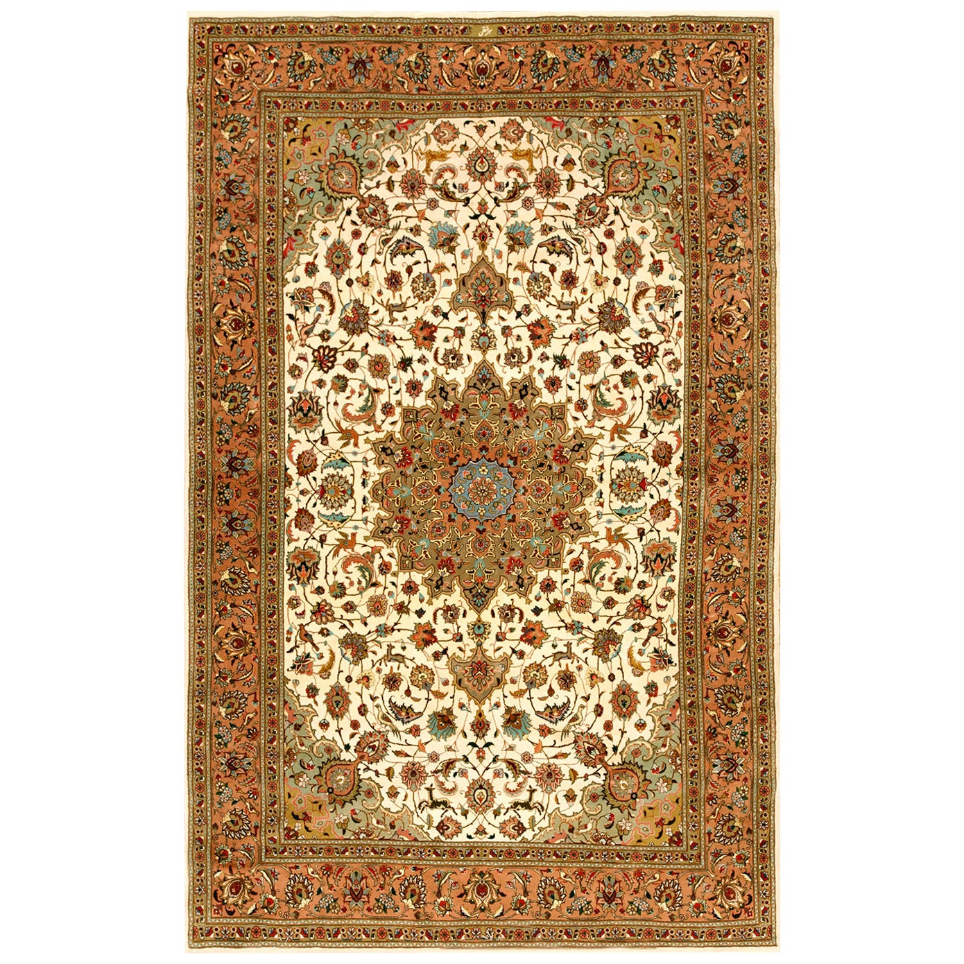 Persischer Täbris-Teppich aus der Mitte des 20. Jahrhunderts mit Seiden-Highlights ( 5'11" x 9'6" - 180 x 290)