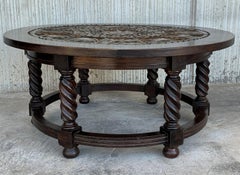 Mid-20th Round, Circular "Fassi De sol" Horoscope Coffee Table in Metal & Walnut