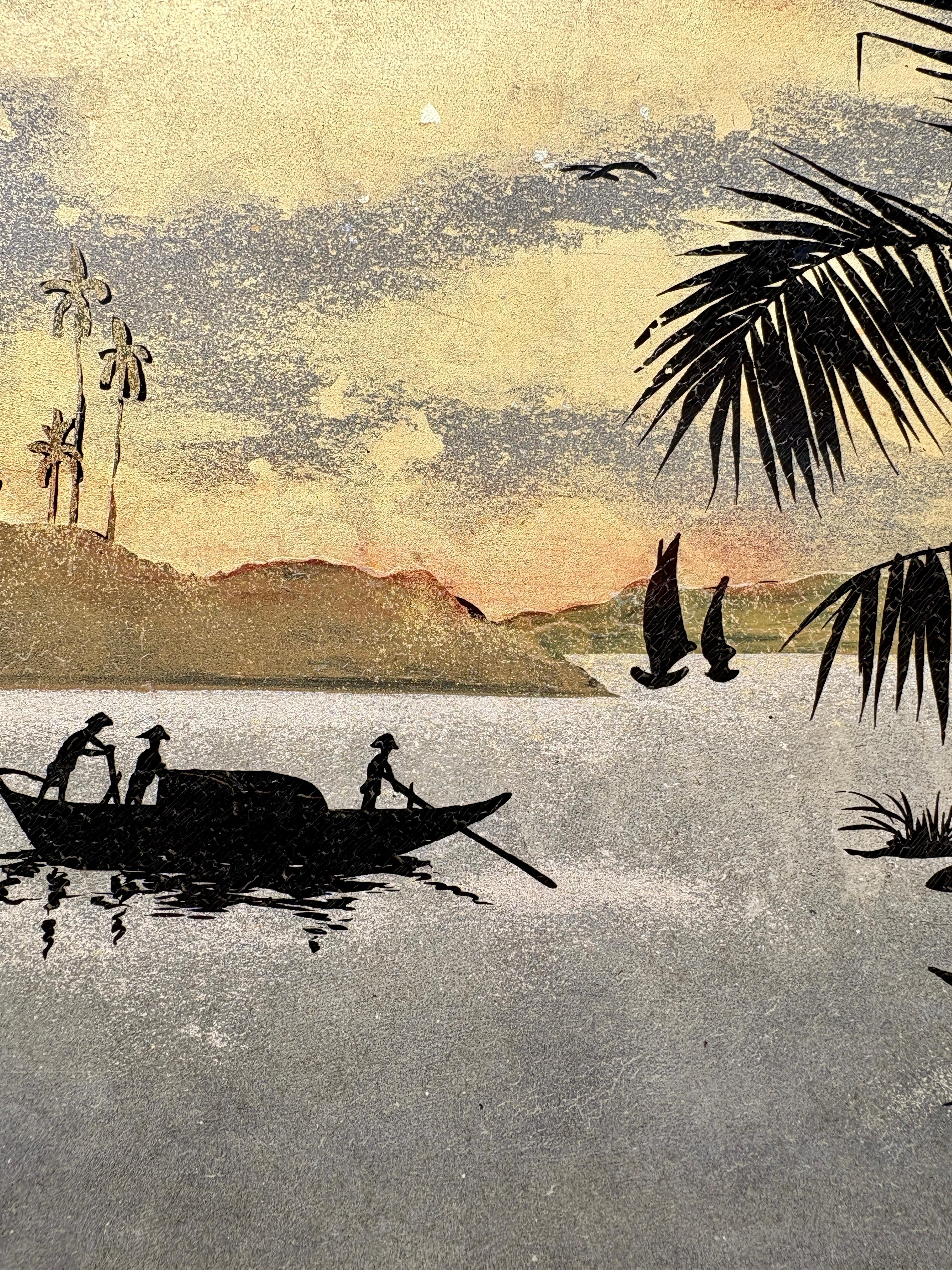 Vietnamesische Lacktafel aus der Mitte des 20. Jahrhunderts von Nguyen Thanh-Ley (Holz) im Angebot