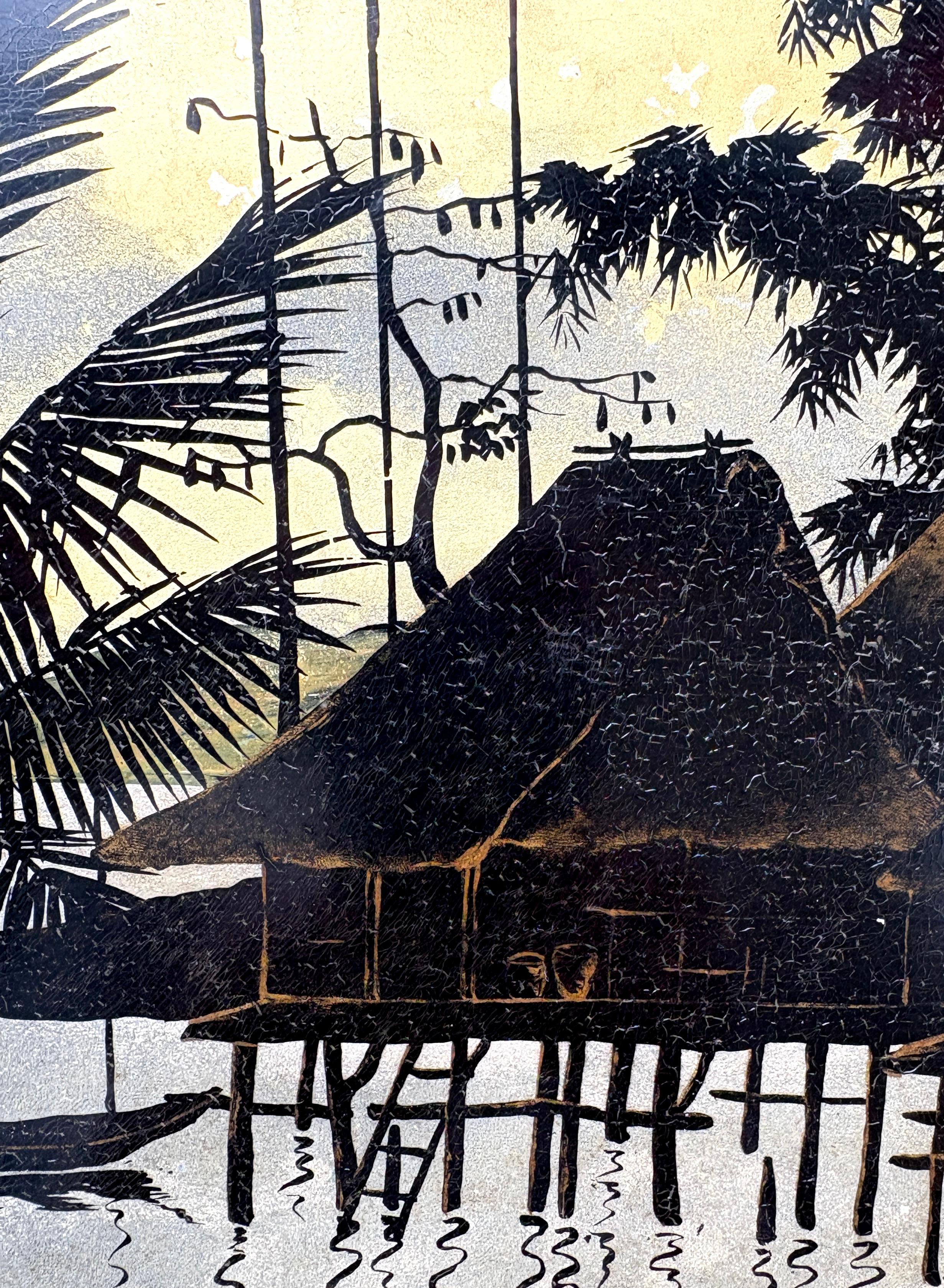 Vietnamesische Lacktafel aus der Mitte des 20. Jahrhunderts von Nguyen Thanh-Ley im Angebot 2