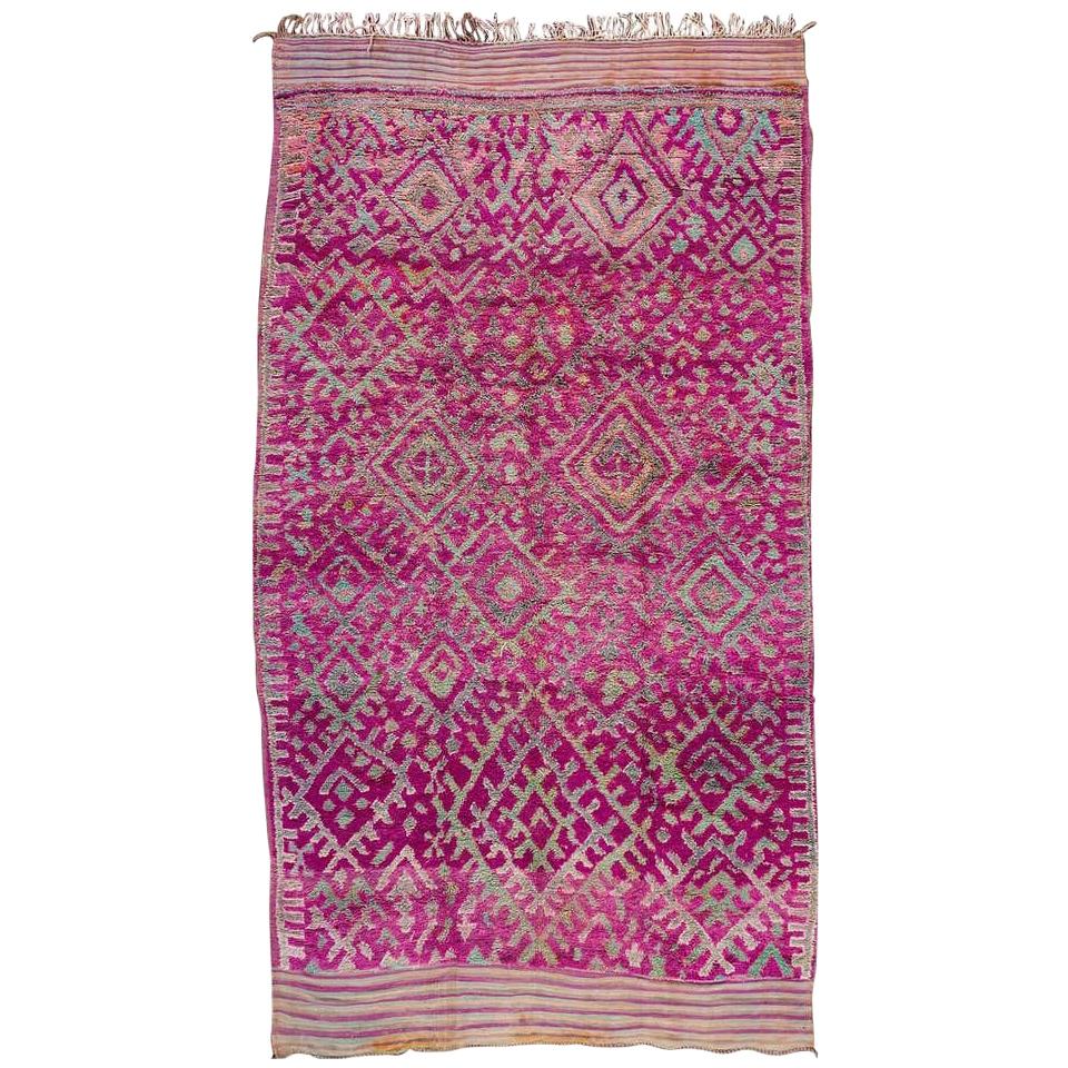 Mid-20th Century Vintage Geometric Purple Moroccan Wool Rug For Sale