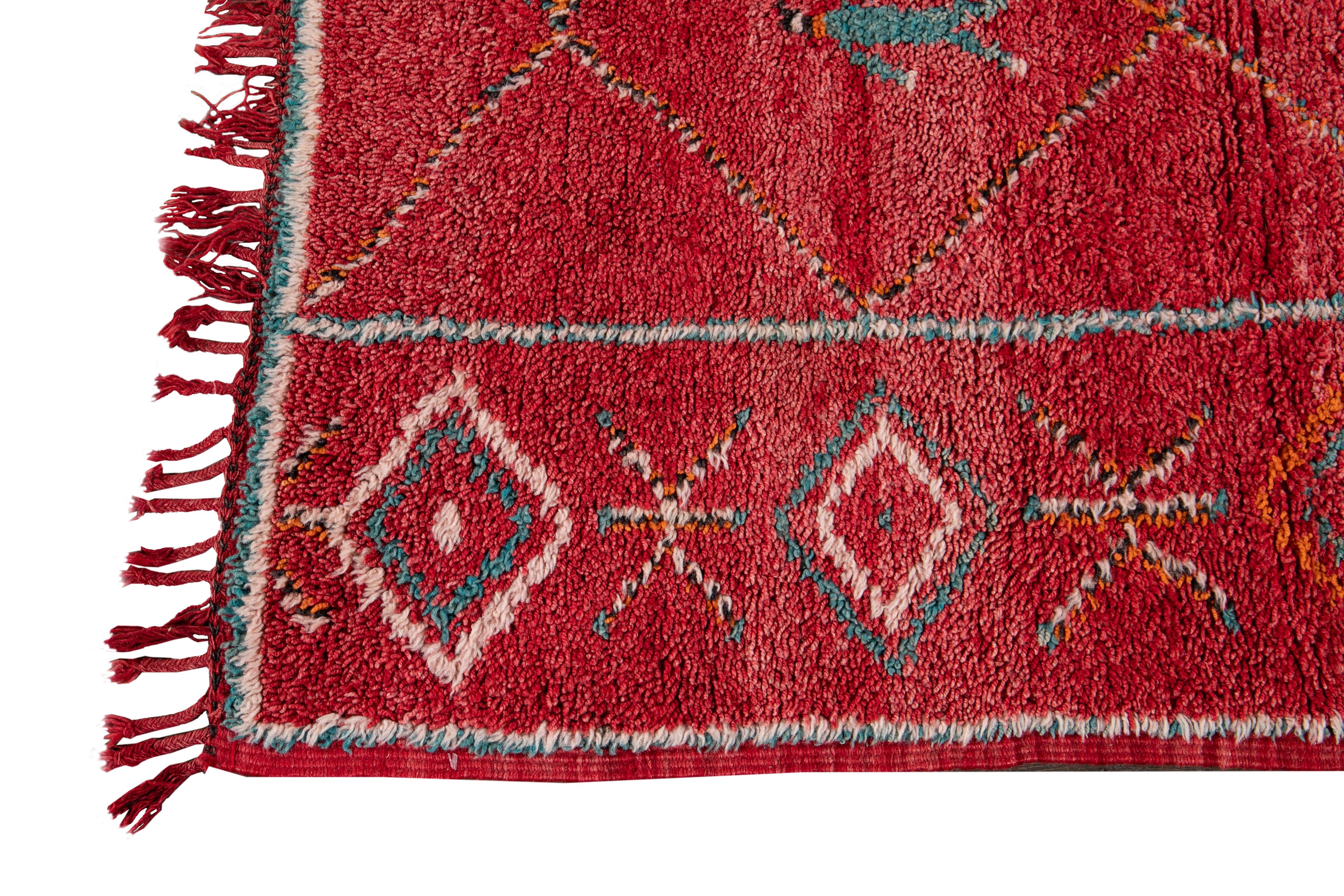 Hand-Knotted Mid-20th Vintage Moroccan Wool Scatter Rug For Sale