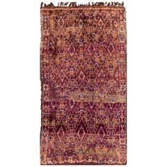 Mid-20th Vintage Purple Geometric Moroccan Rug