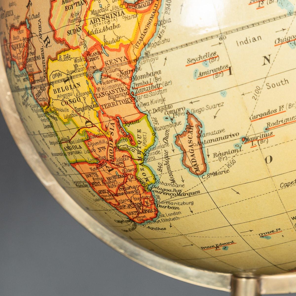 Globe terrestre britannique 10 pouces du milieu du 20e siècle, Geographia 8