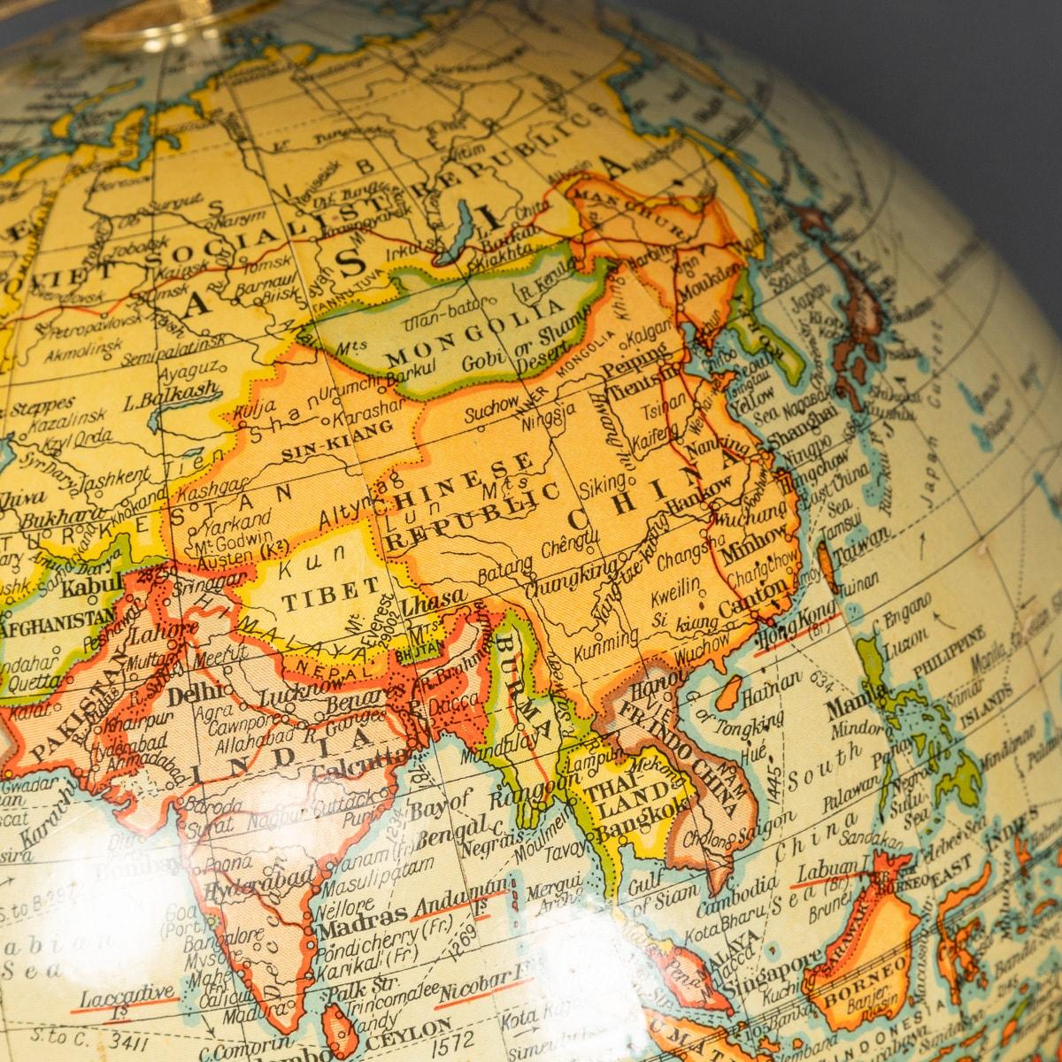 Globe terrestre britannique 10 pouces du milieu du 20e siècle, Geographia 2