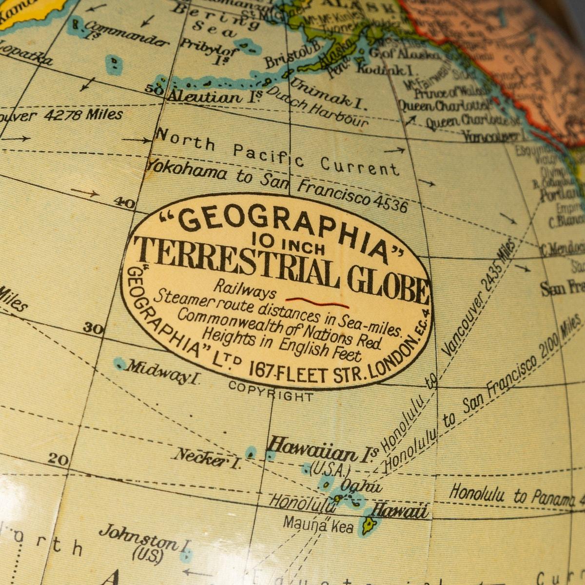Globe terrestre britannique 10 pouces du milieu du 20e siècle, Geographia 3