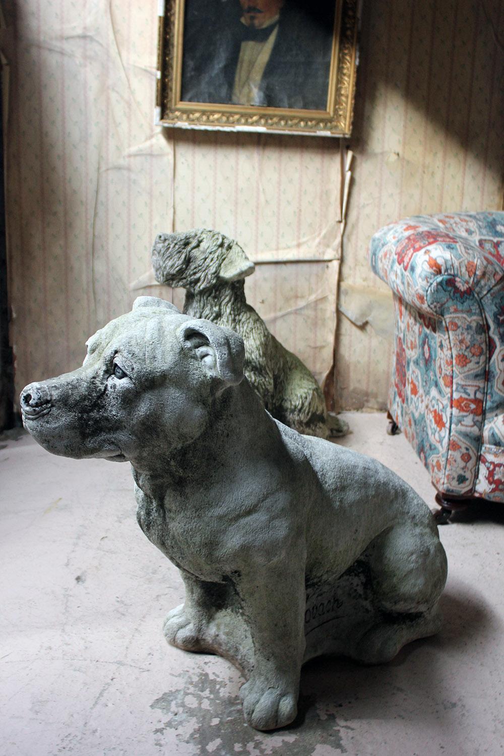 Mid-20th Century Cast Composition Stone Staffordshire Bull Mastiff 5