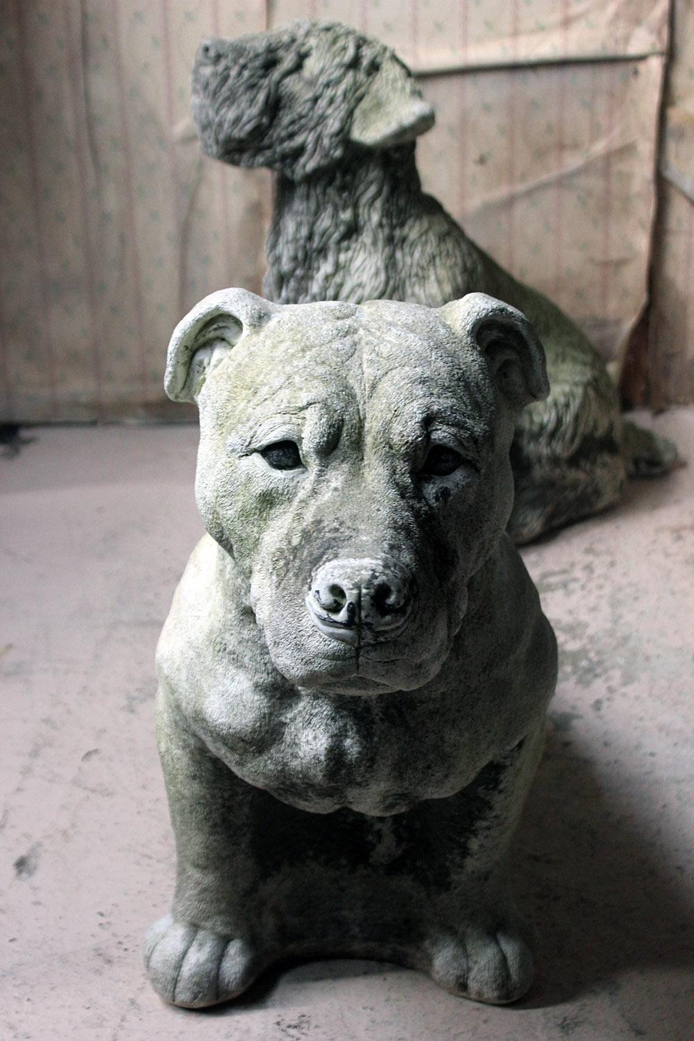 Mid-20th Century Cast Composition Stone Staffordshire Bull Mastiff 7