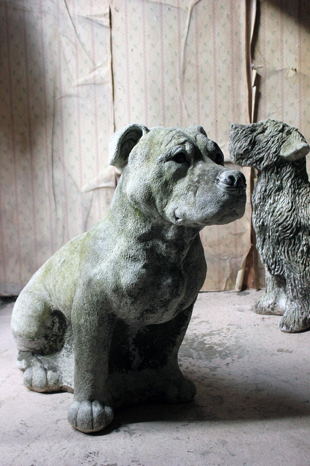 Mid-20th Century Cast Composition Stone Staffordshire Bull Mastiff 10