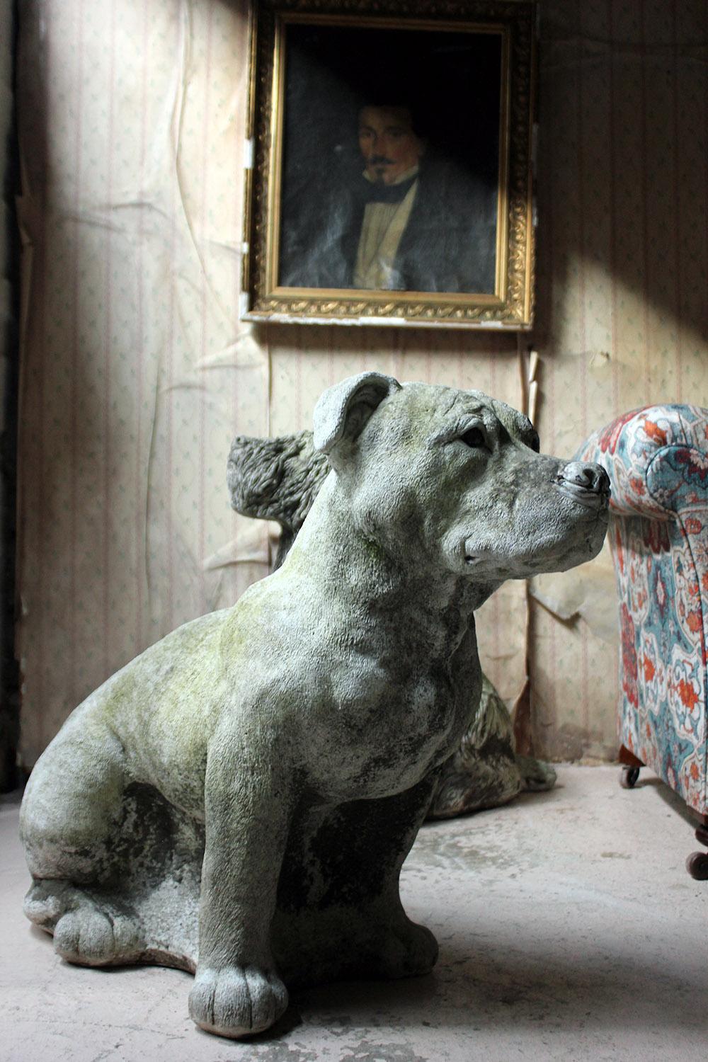 Mid-20th Century Cast Composition Stone Staffordshire Bull Mastiff 11