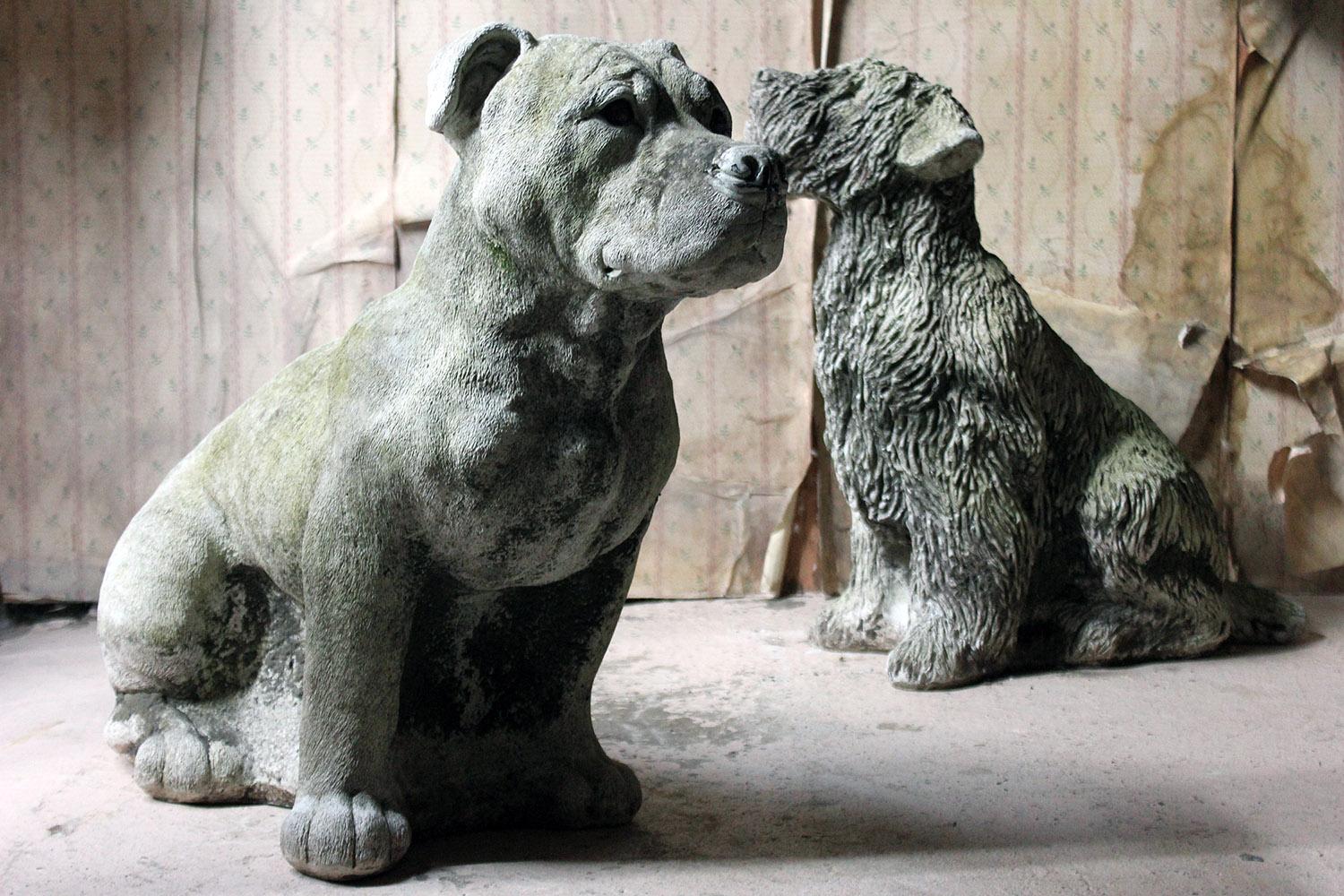 Mid-20th Century Cast Composition Stone Staffordshire Bull Mastiff 12