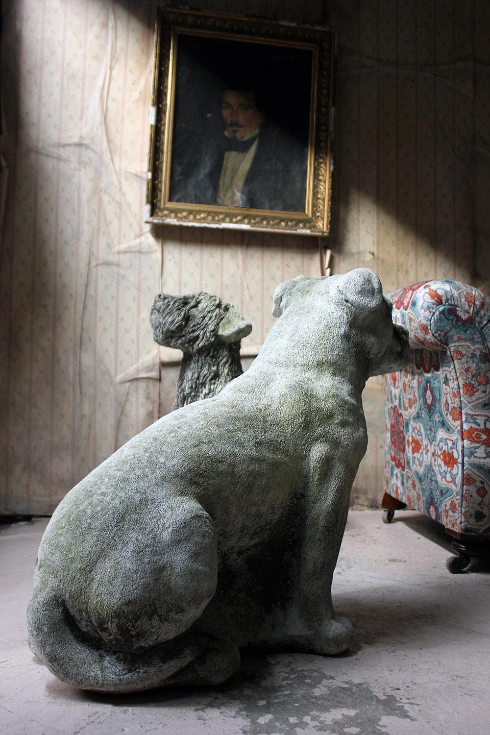 Mid-20th Century Cast Composition Stone Staffordshire Bull Mastiff In Good Condition In Bedford, Bedfordshire