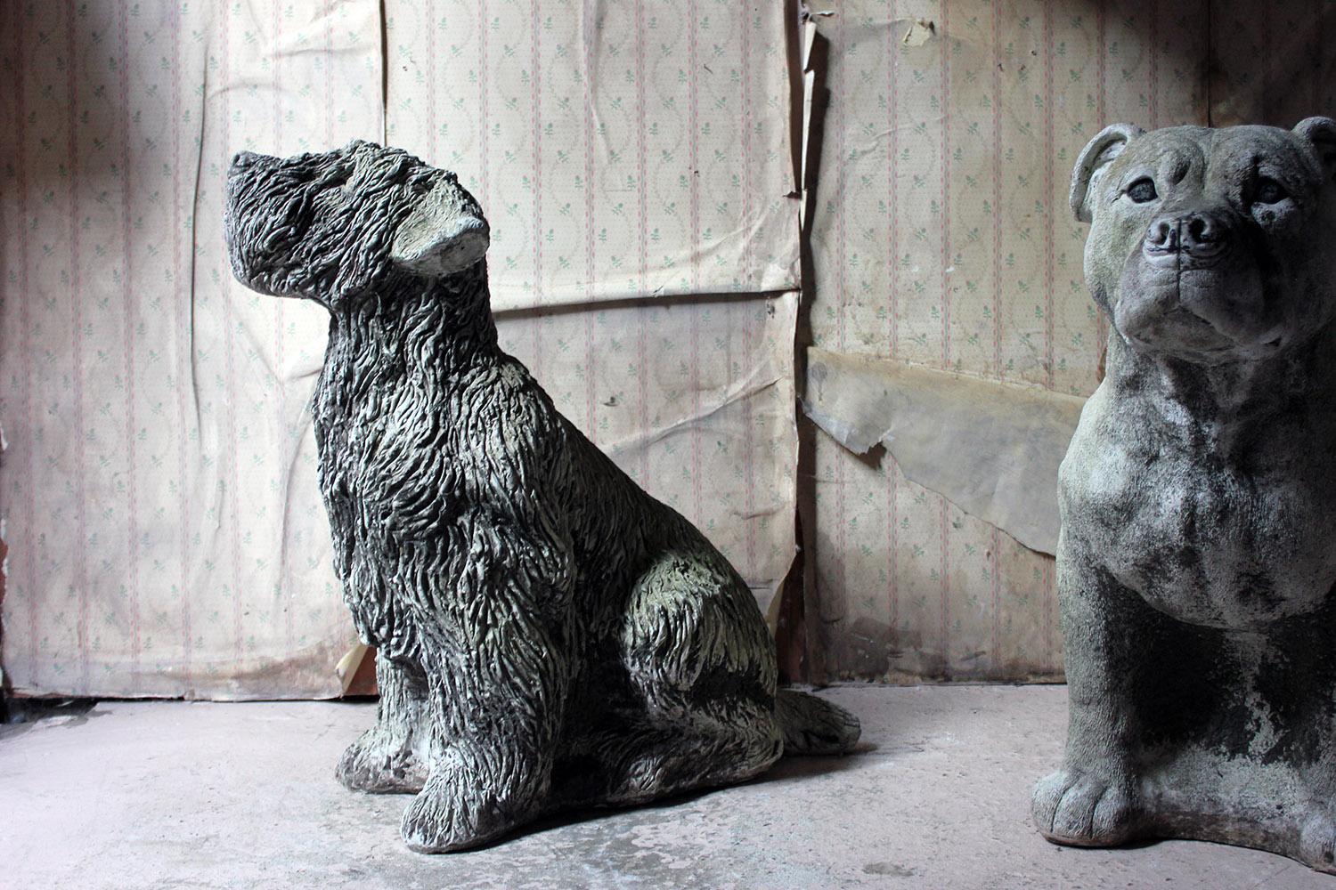 Mid-20th Century Cast Composition Stone Wheaten Terrier 12