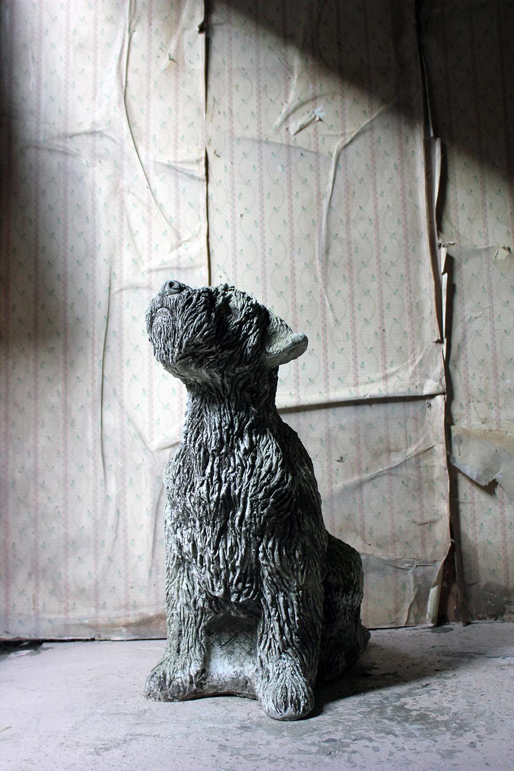 English Mid-20th Century Cast Composition Stone Wheaten Terrier