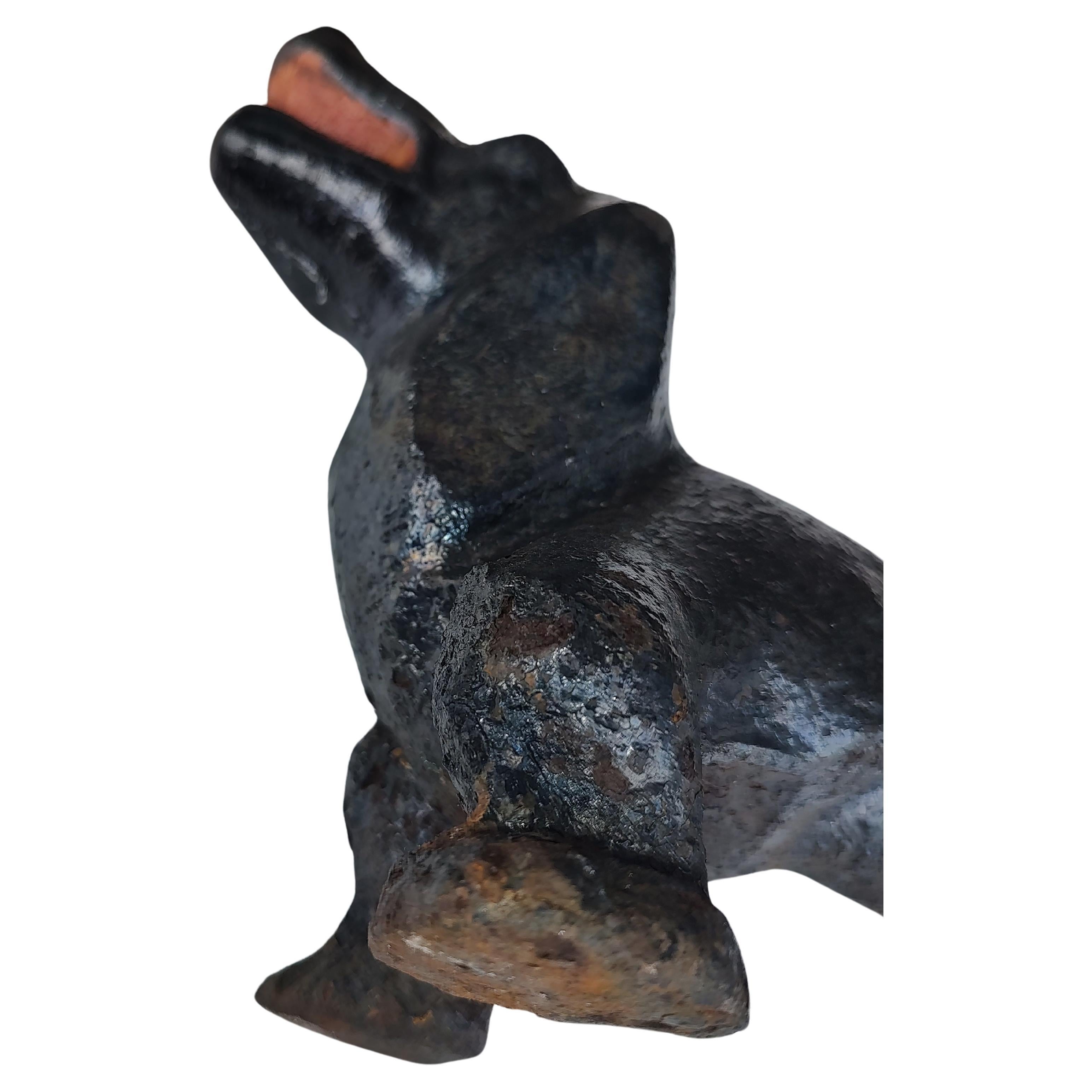 Mid 20thc Cast Iron Smiling Daschound Boot Scraper In Good Condition In Port Jervis, NY