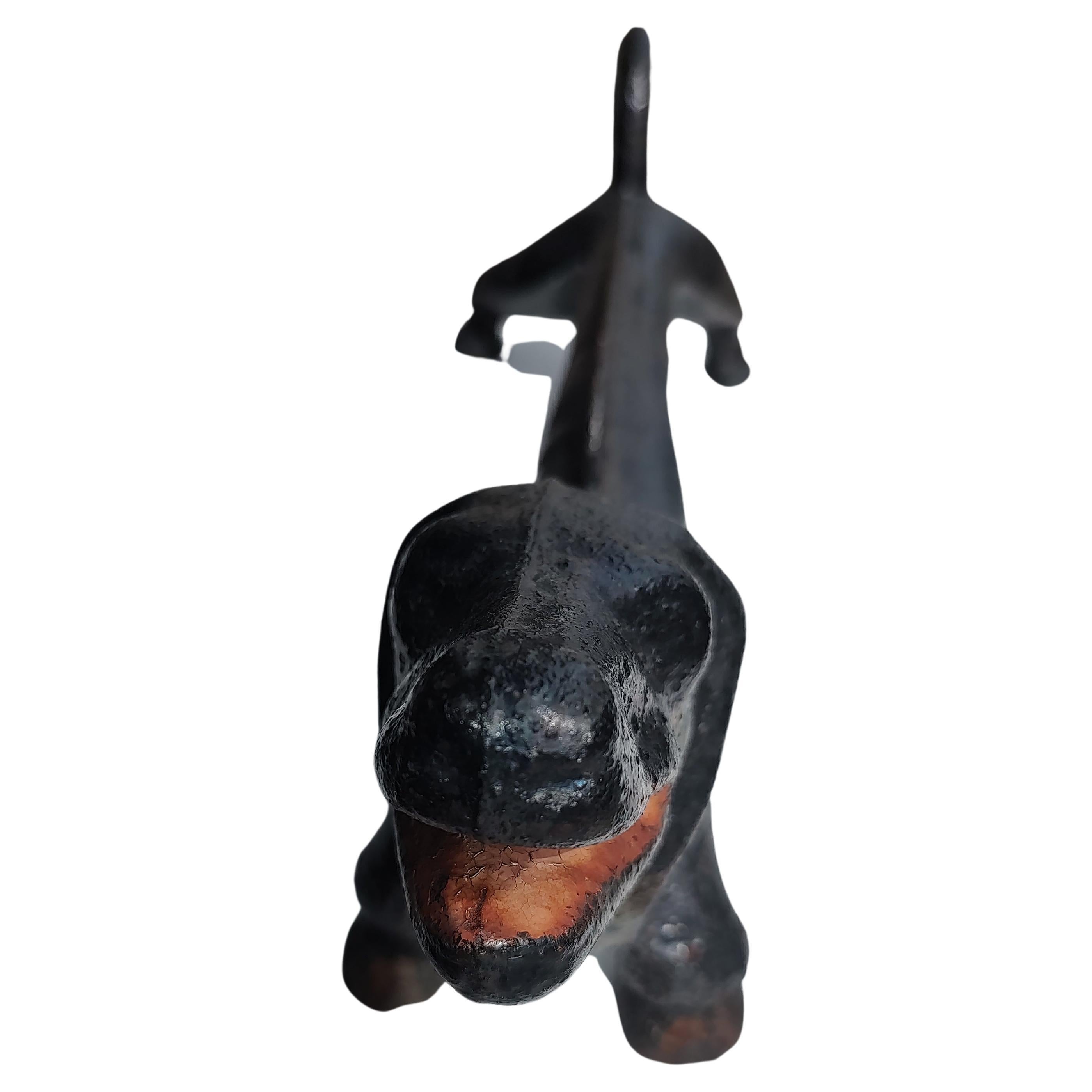 Mid 20thc Cast Iron Smiling Daschound Boot Scraper 1