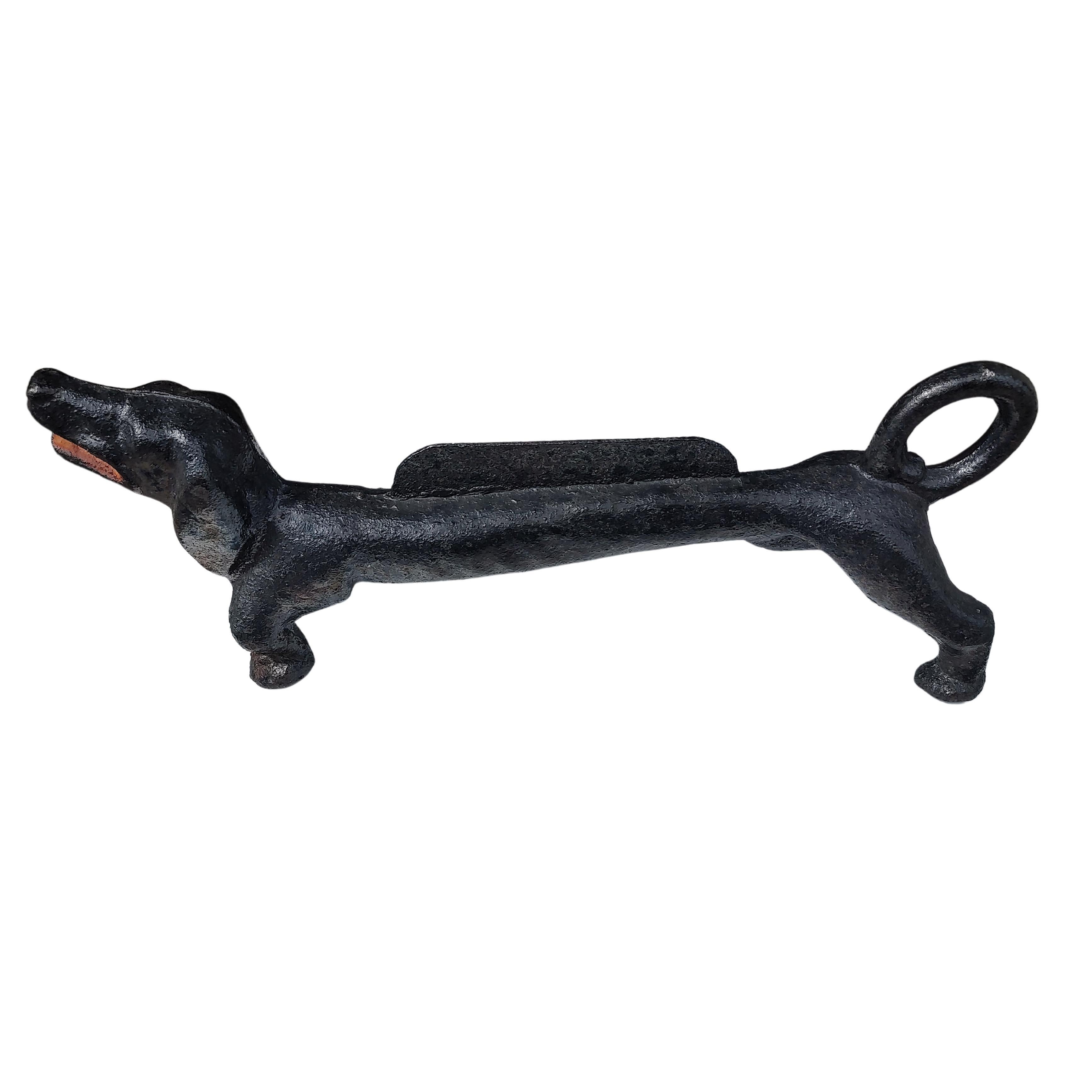 Mid 20thc Cast Iron Smiling Daschound Boot Scraper