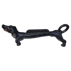 Mid 20thc Cast Iron Smiling Daschound Boot Scraper