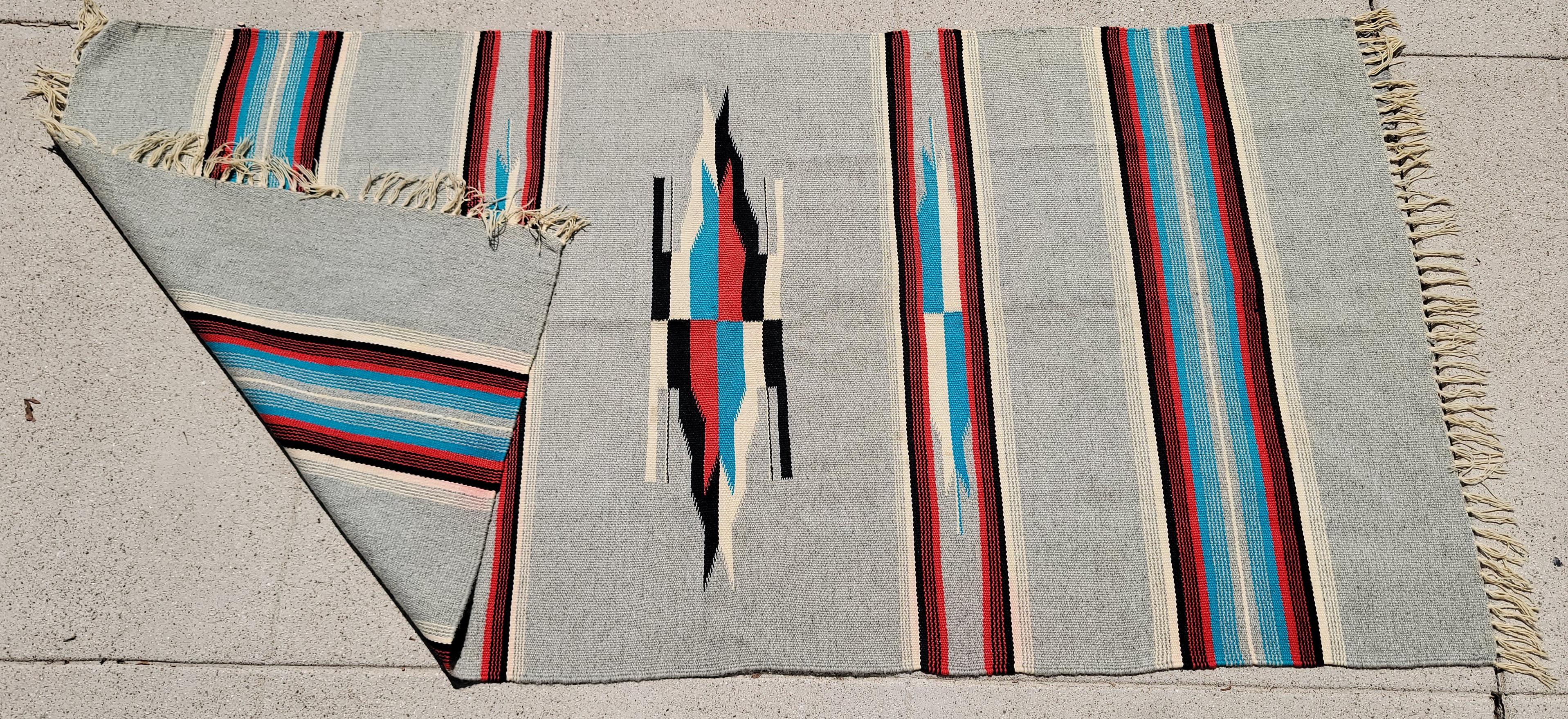 Adirondack Mid 20thc Mexican Wool Serape Rug For Sale