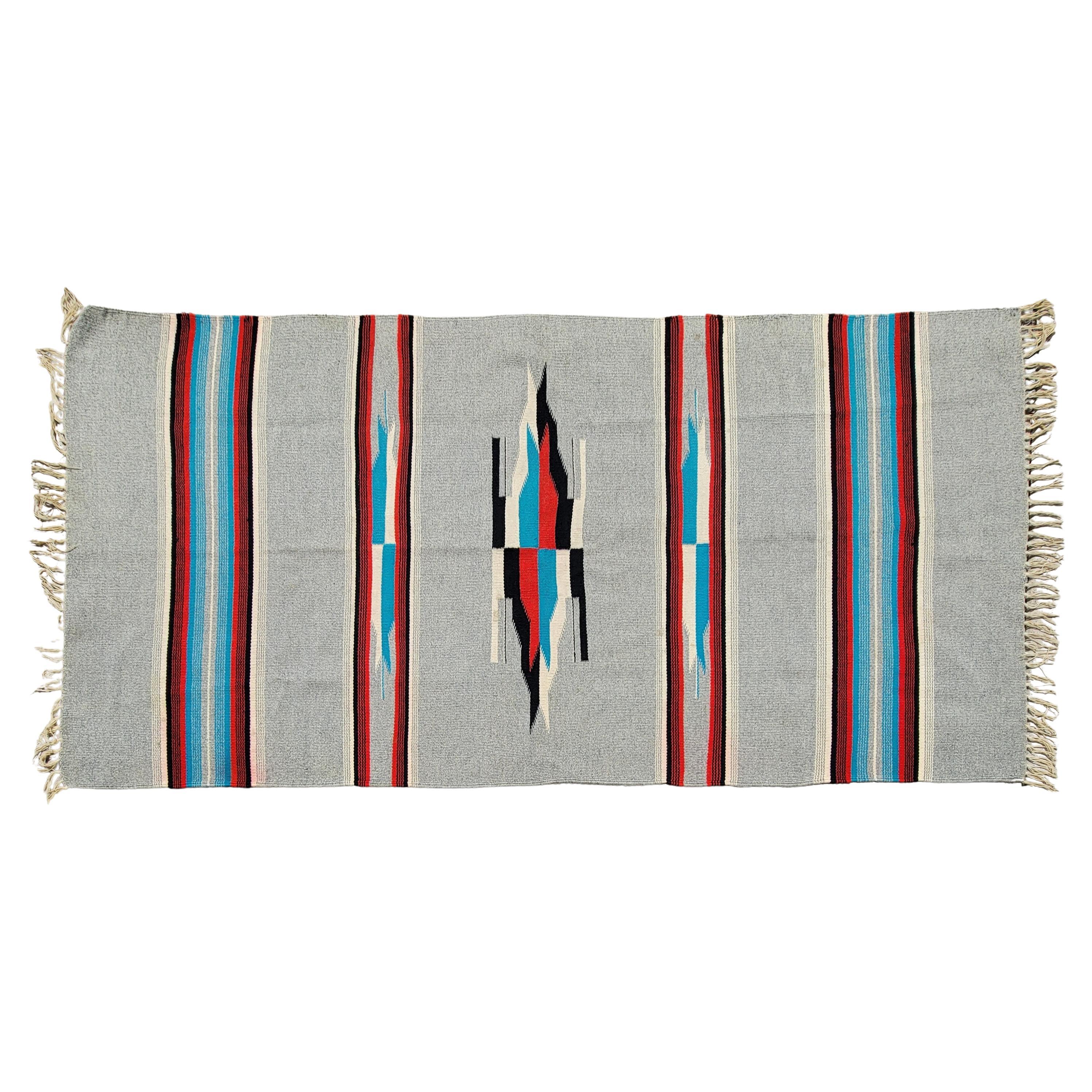 Mid 20thc Mexican Wool Serape Rug For Sale