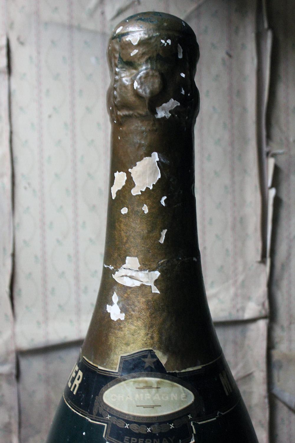 Plaster and Papier Mâché Oversized Advertising Mercier Champagne Bottle In Fair Condition In Bedford, Bedfordshire