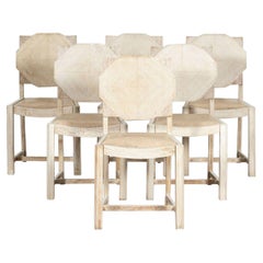 Mid 20thC Set 6 English Bleached Oak Dining Chairs / Heals Style