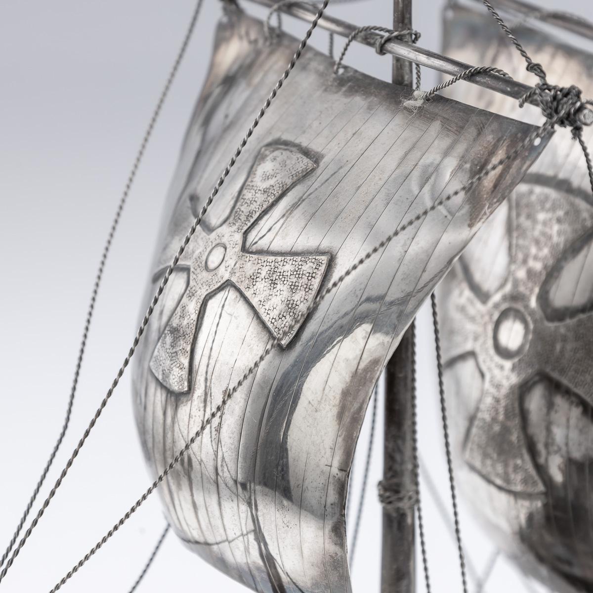 Mid 20thC Spanish Solid Silver Impressive Neff Galleon Ship c.1940 For Sale 5