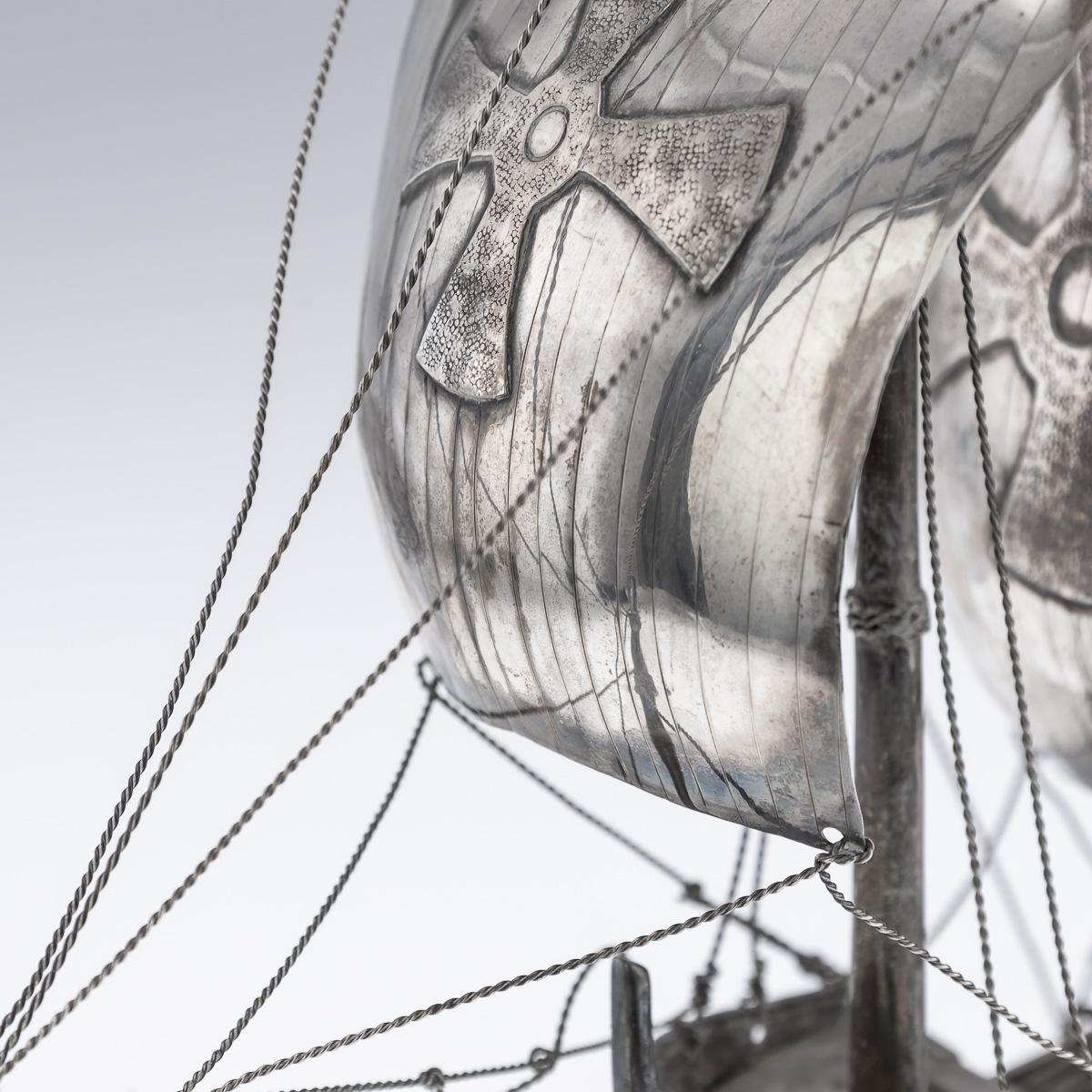 Mid 20thC Spanish Solid Silver Impressive Neff Galleon Ship c.1940 For Sale 6
