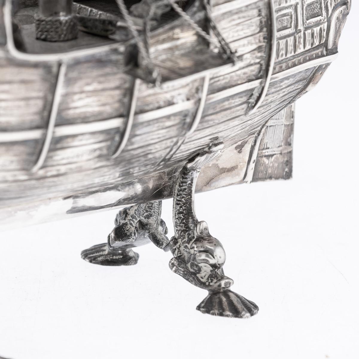 Mid 20thC Spanish Solid Silver Impressive Neff Galleon Ship c.1940 For Sale 12