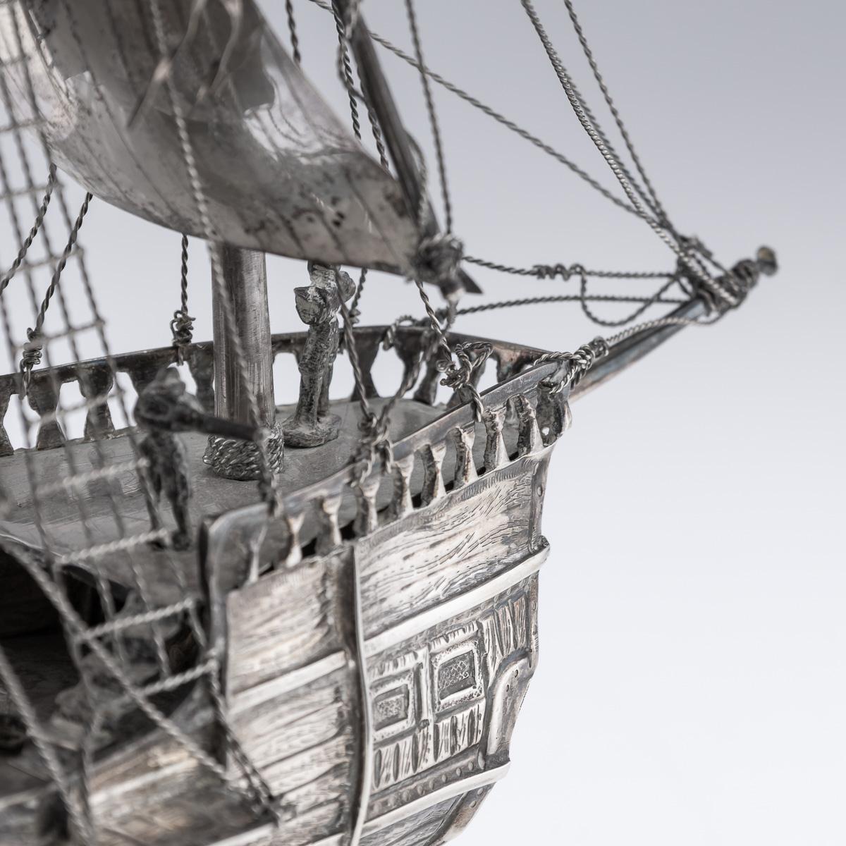Mid 20thC Spanish Solid Silver Impressive Neff Galleon Ship c.1940 For Sale 13