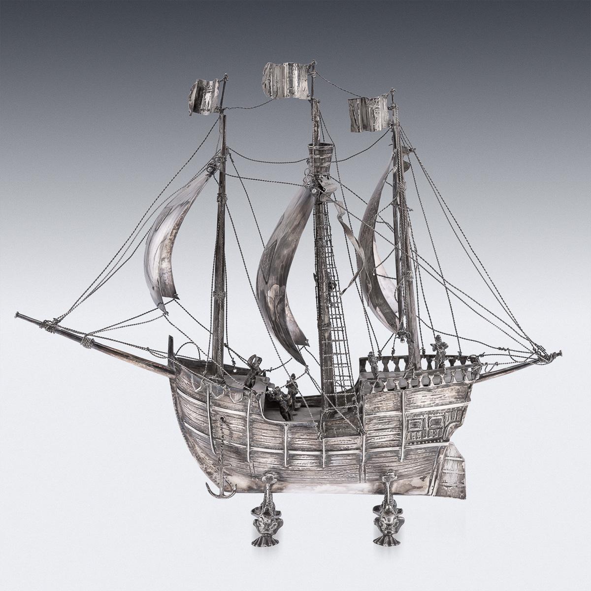 Mid 20th Century Spanish solid silver model of a ship, called a 