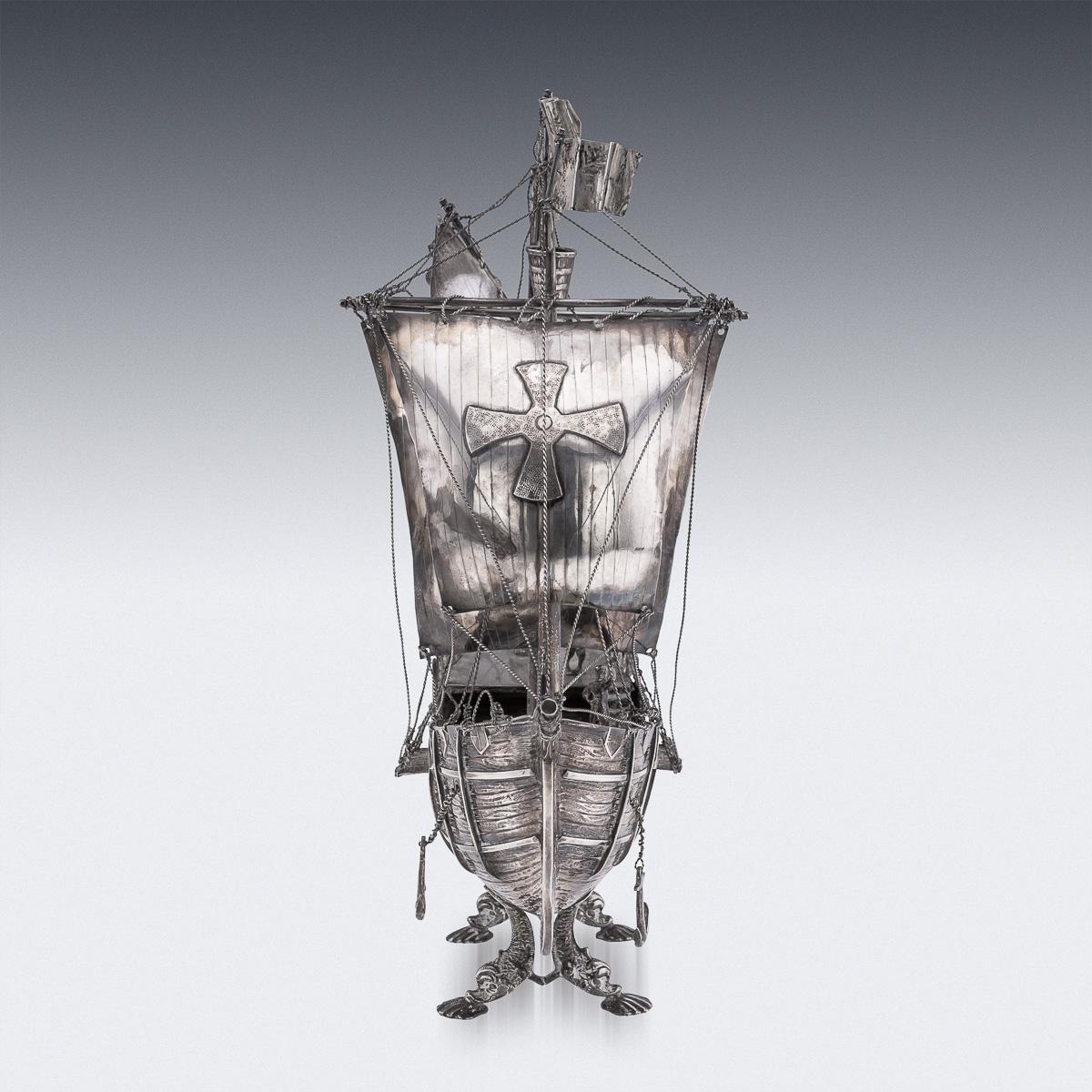 20th Century Mid 20thC Spanish Solid Silver Impressive Neff Galleon Ship c.1940 For Sale