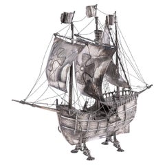 Mid 20thC Spanish Solid Silver Impressive Neff Galleon Ship c.1940
