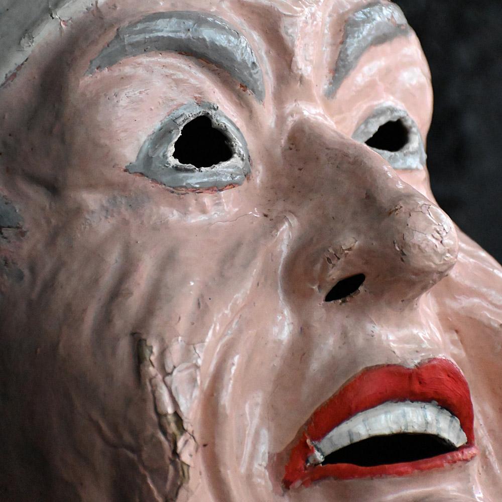 French Mid 20thcentury papier Mache Paris theatre mask of sleepy head For Sale