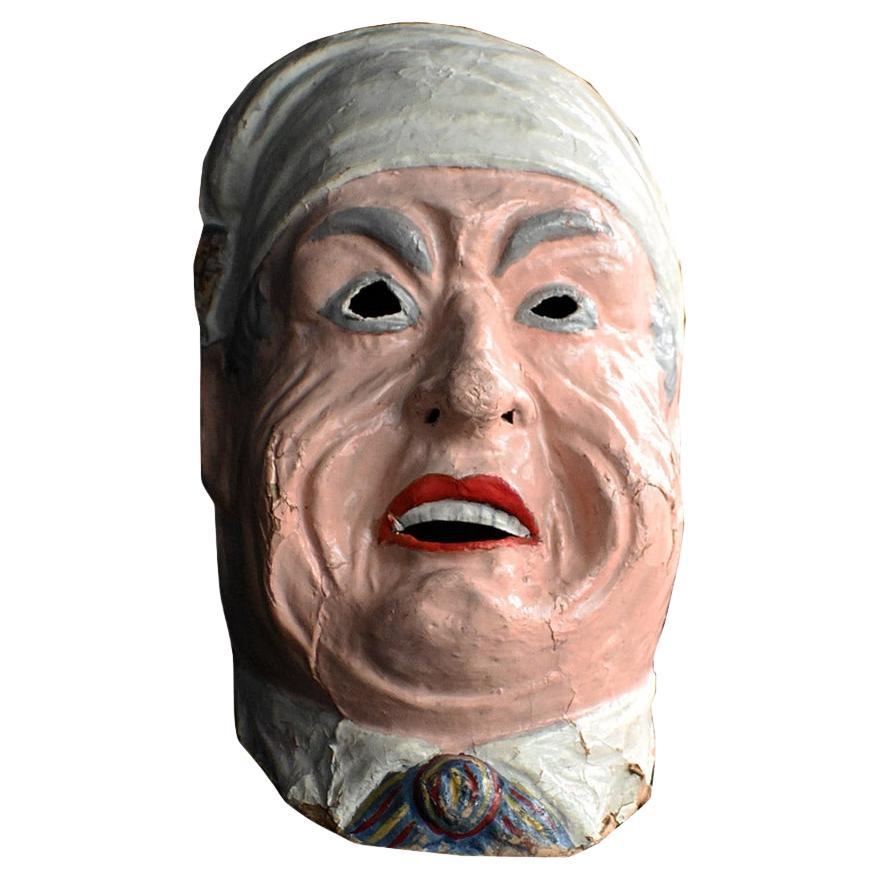 Mid 20thcentury papier Mache Paris theatre mask of sleepy head For Sale