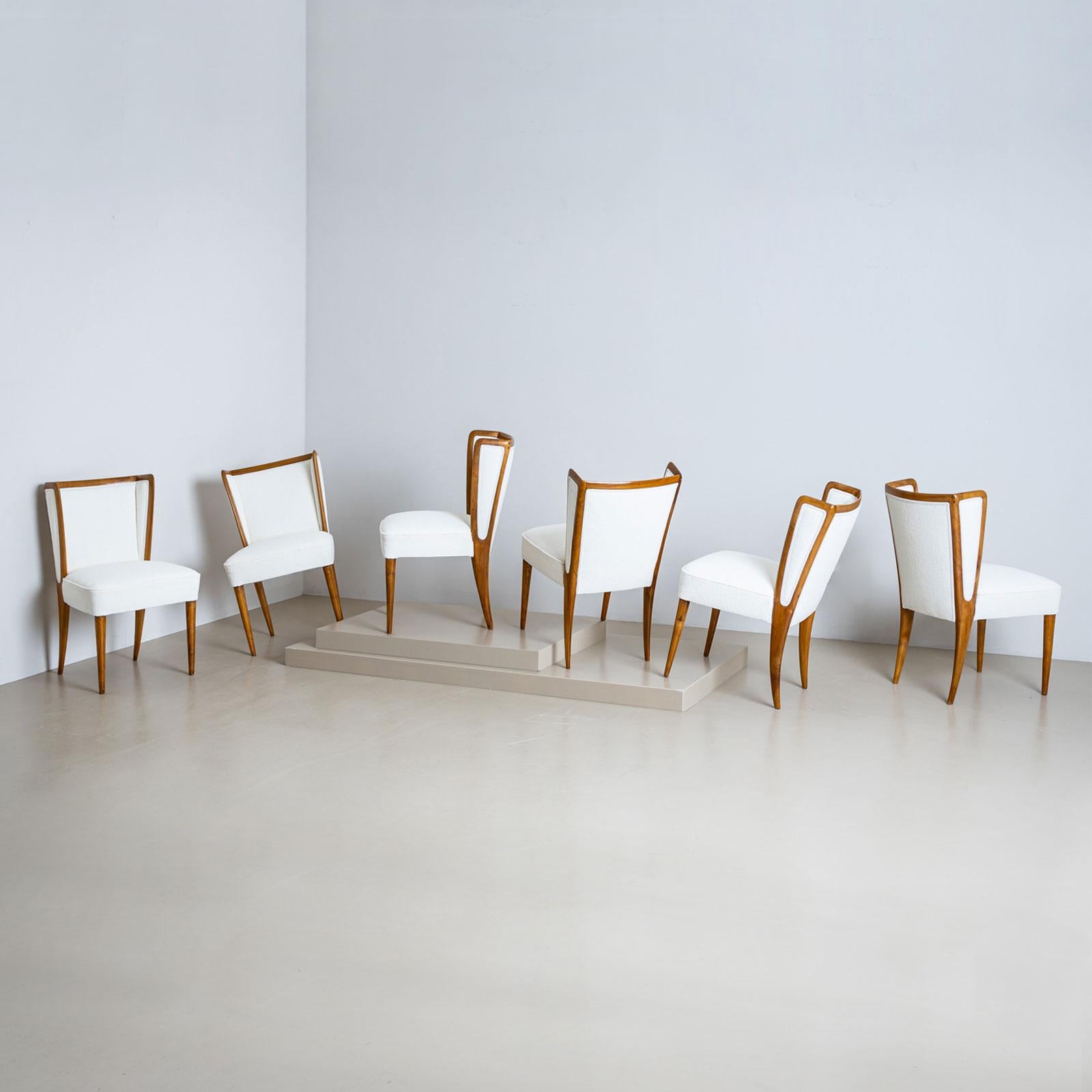 Tissu Ensemble de six chaises d'appoint du milieu du 20e siècle, Italie en vente