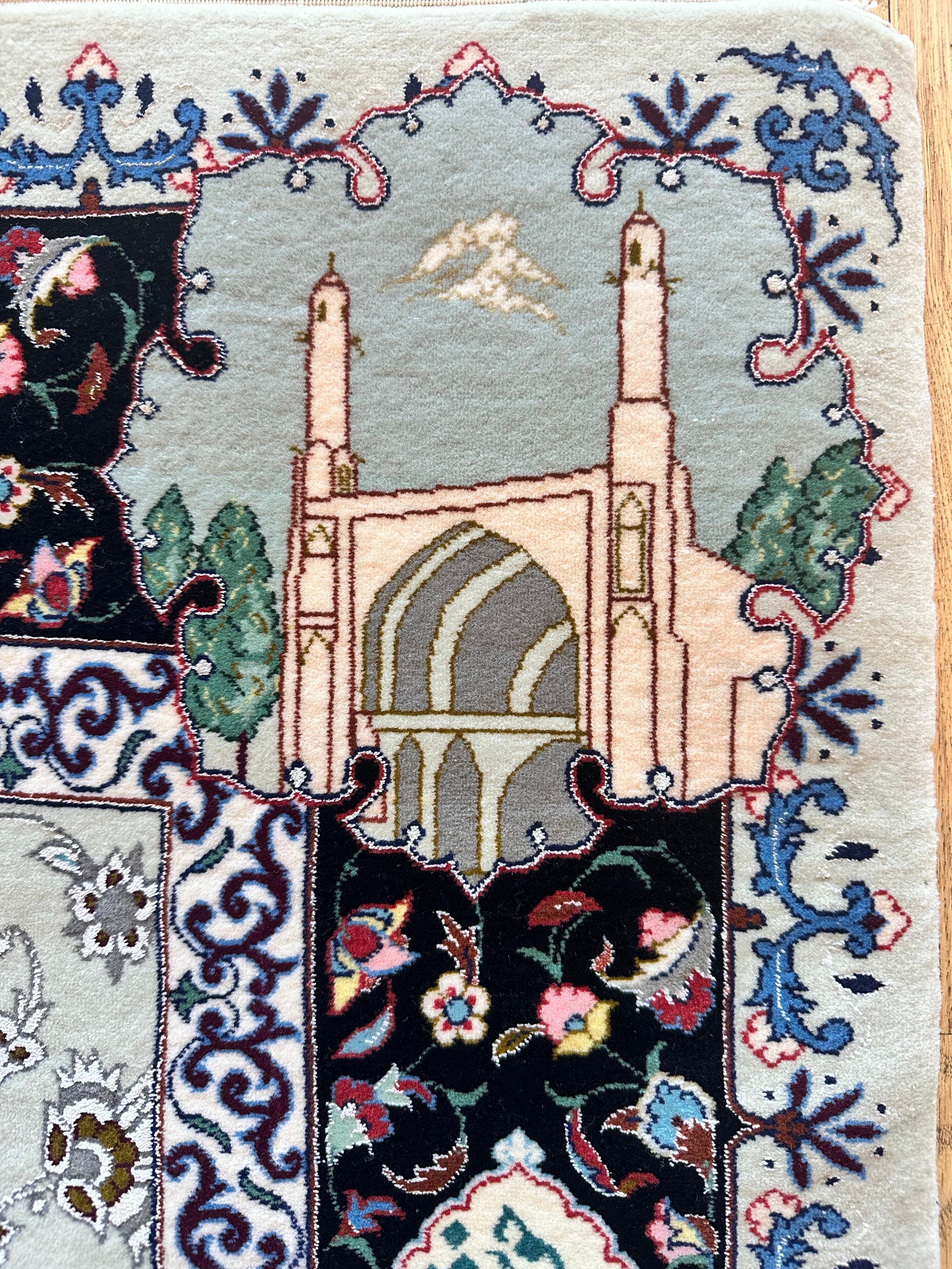 Tappeto pittorico Tabriz della metà del XX secolo Una celebrazione dell'amore, della poesia e della vita di corte in vendita 9