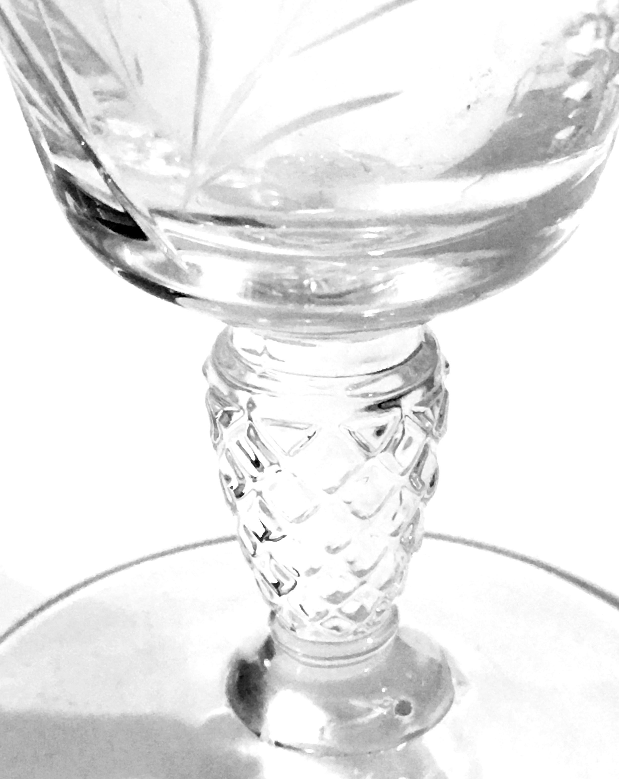 Mid-20th Century American Cut and Etched Crystal Stem Glasses S/8 For Sale 7
