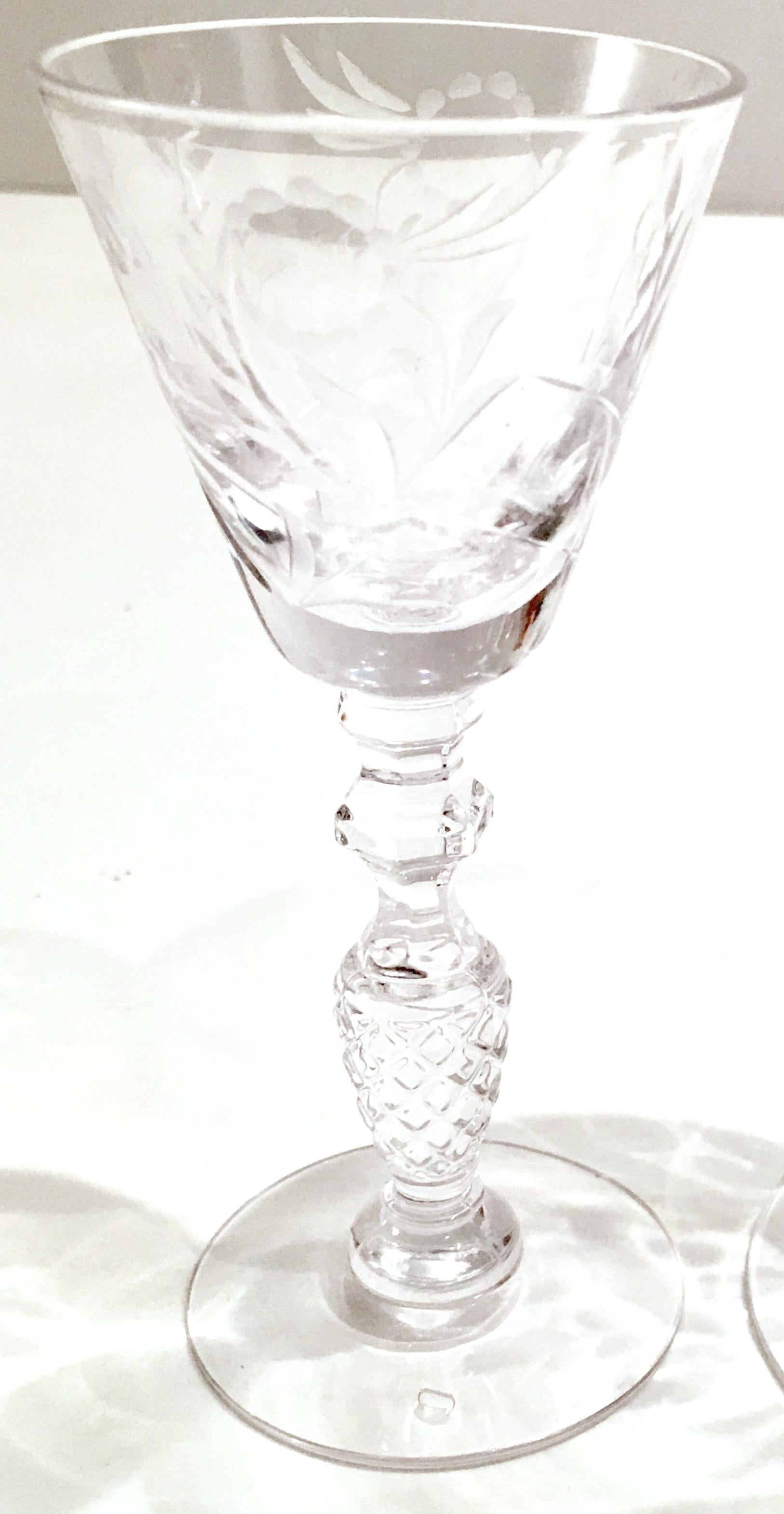 Mid-20th Century American Cut and Etched Crystal Stem Glasses S/8 For Sale 2