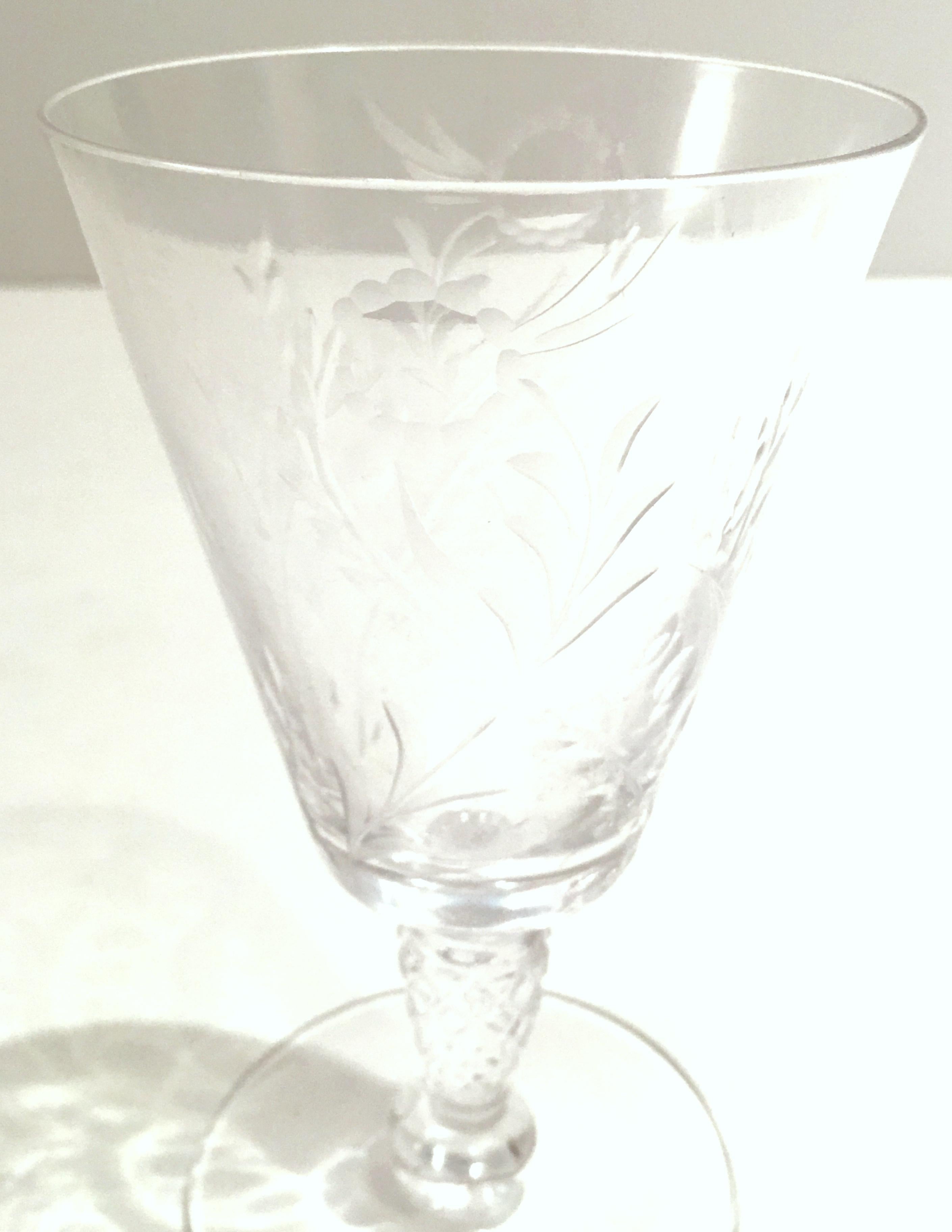 Mid-20th Century American Cut and Etched Crystal Stem Glasses S/8 For Sale 5