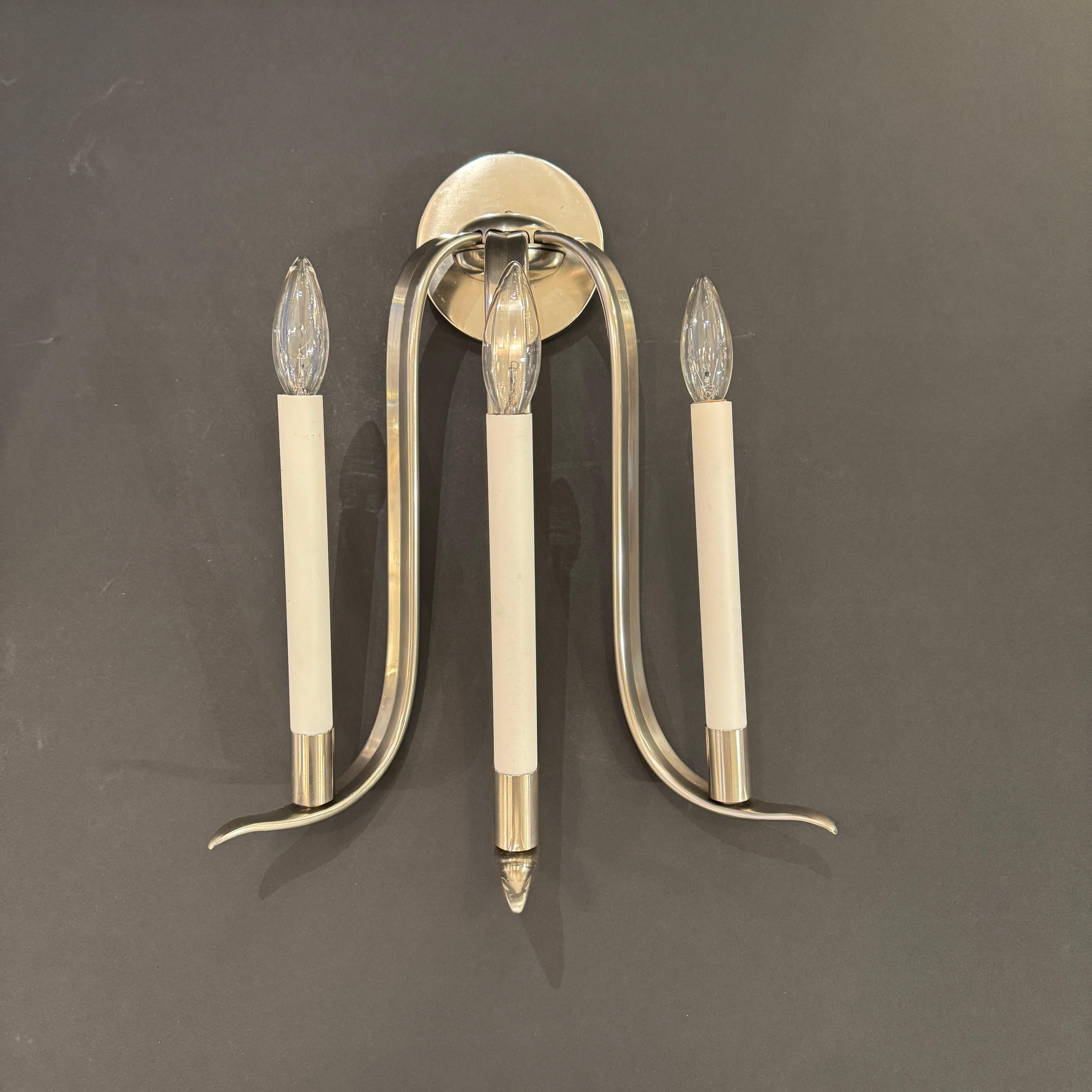 Brass Mid-20th Century Pair Art Deco Period Sconces Germany For Sale