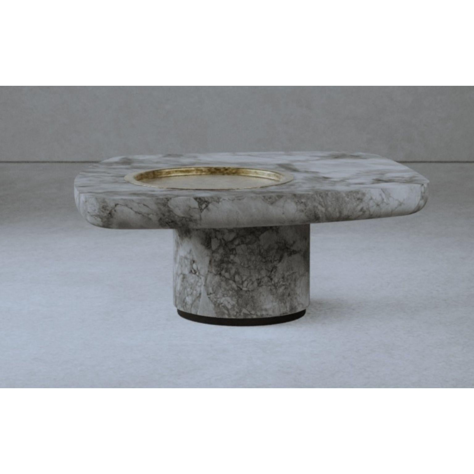 Mid Blackbird Marble Coffee Table by Gio Pagani
Dimensions: D 77 x W 83 x H 36 cm.
Materials: Superwhite marble and raw brass metal tray.

Also available in Fir wood. Please contact us.

In a fluid society capable of mixing infinite social and