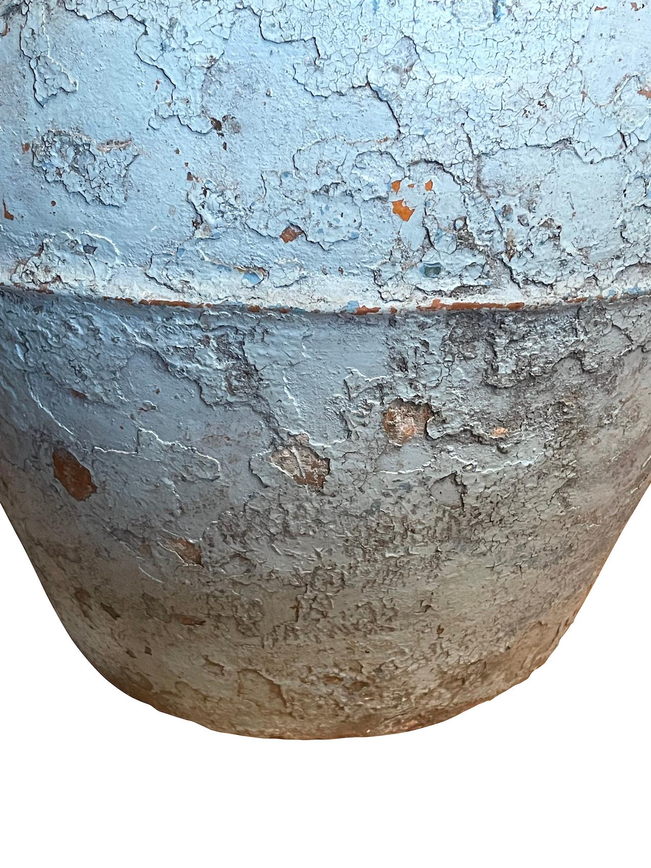 Mid Blue Aged Patina Terracotta Olive Pot, Spain, 19th Century In Good Condition In New York, NY