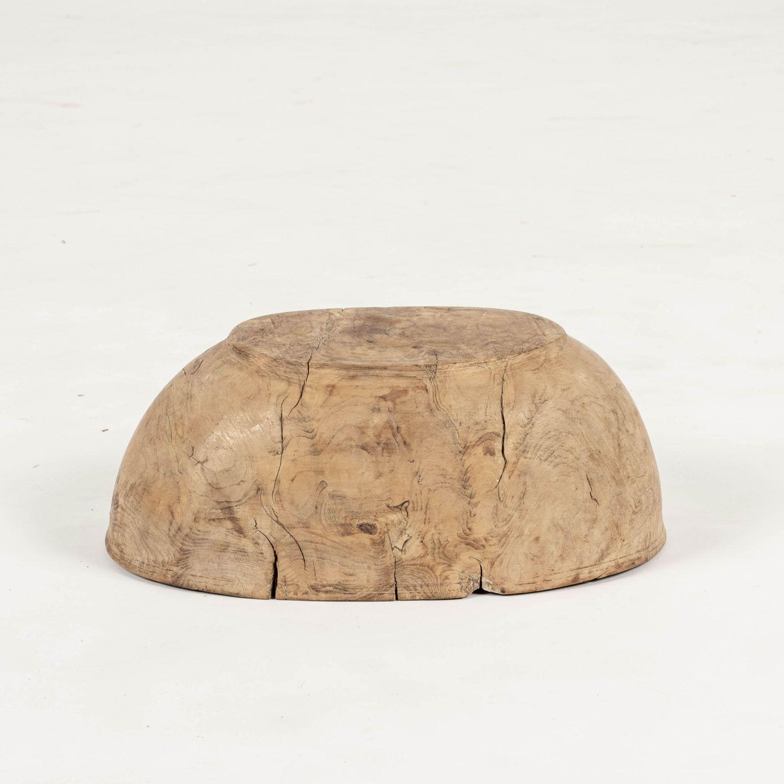 Primitive Mid-Brown Gorgeous Oval-Shaped Swedish Burl Root Wood Bowl For Sale