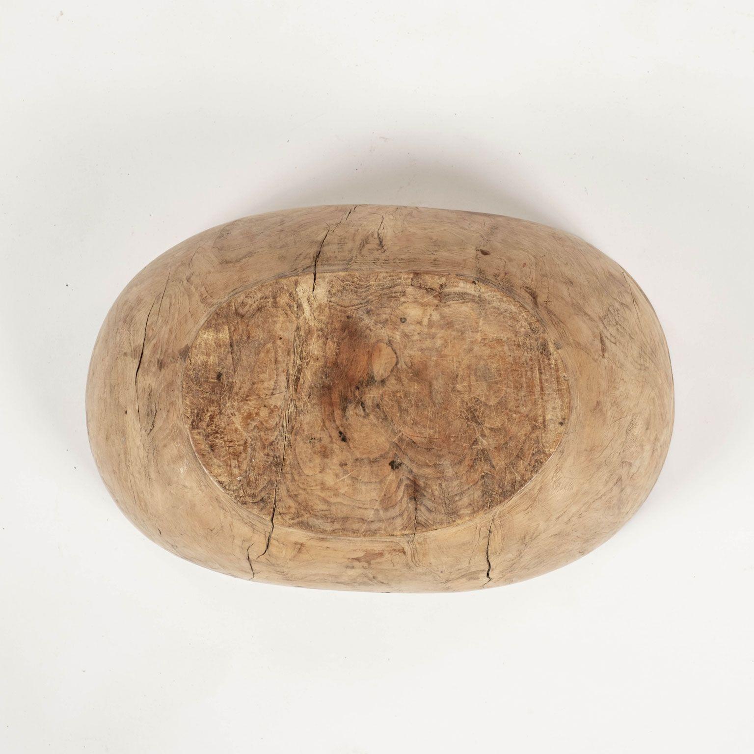 Hand-Carved Mid-Brown Gorgeous Oval-Shaped Swedish Burl Root Wood Bowl For Sale