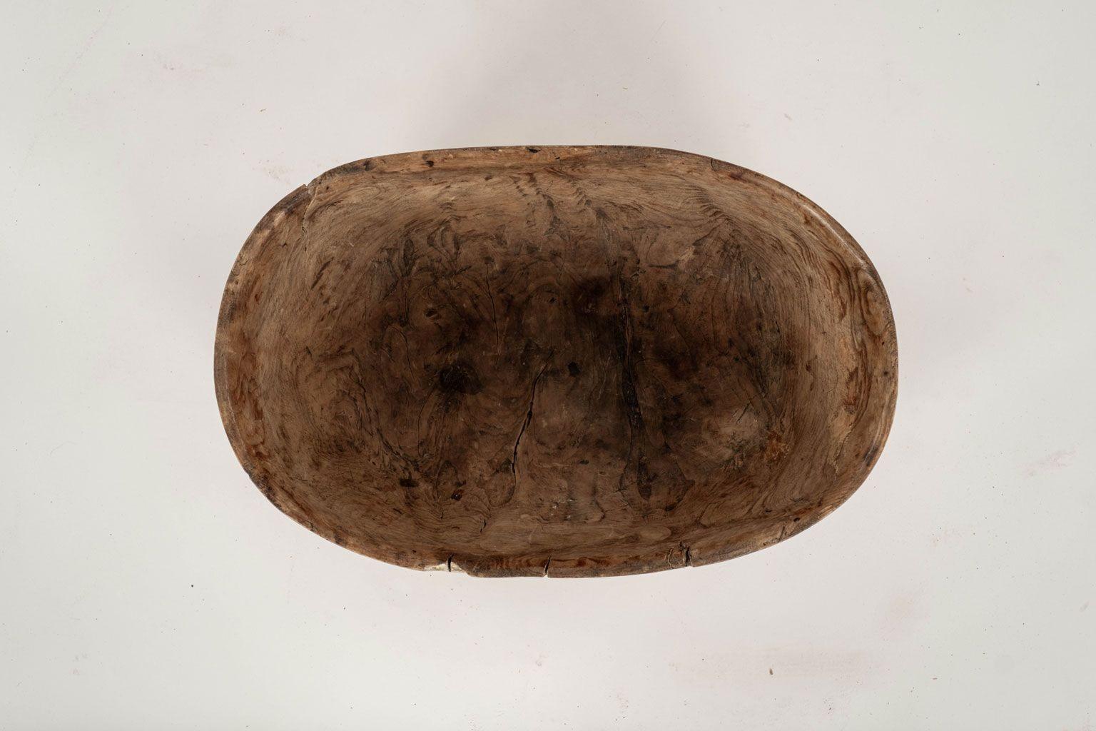 Mid-Brown Gorgeous Oval-Shaped Swedish Burl Root Wood Bowl For Sale 1