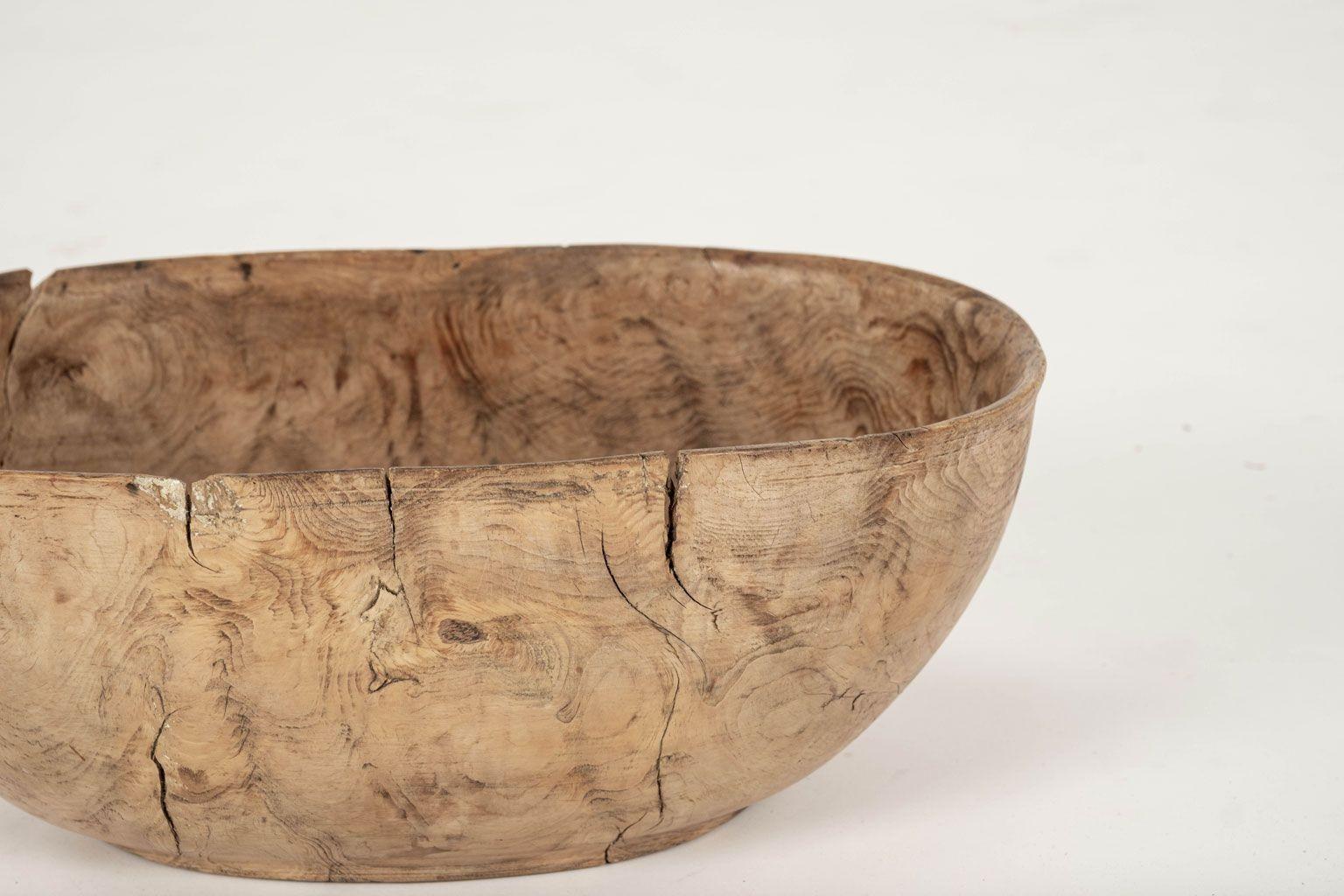 Mid-Brown Gorgeous Oval-Shaped Swedish Burl Root Wood Bowl For Sale 2