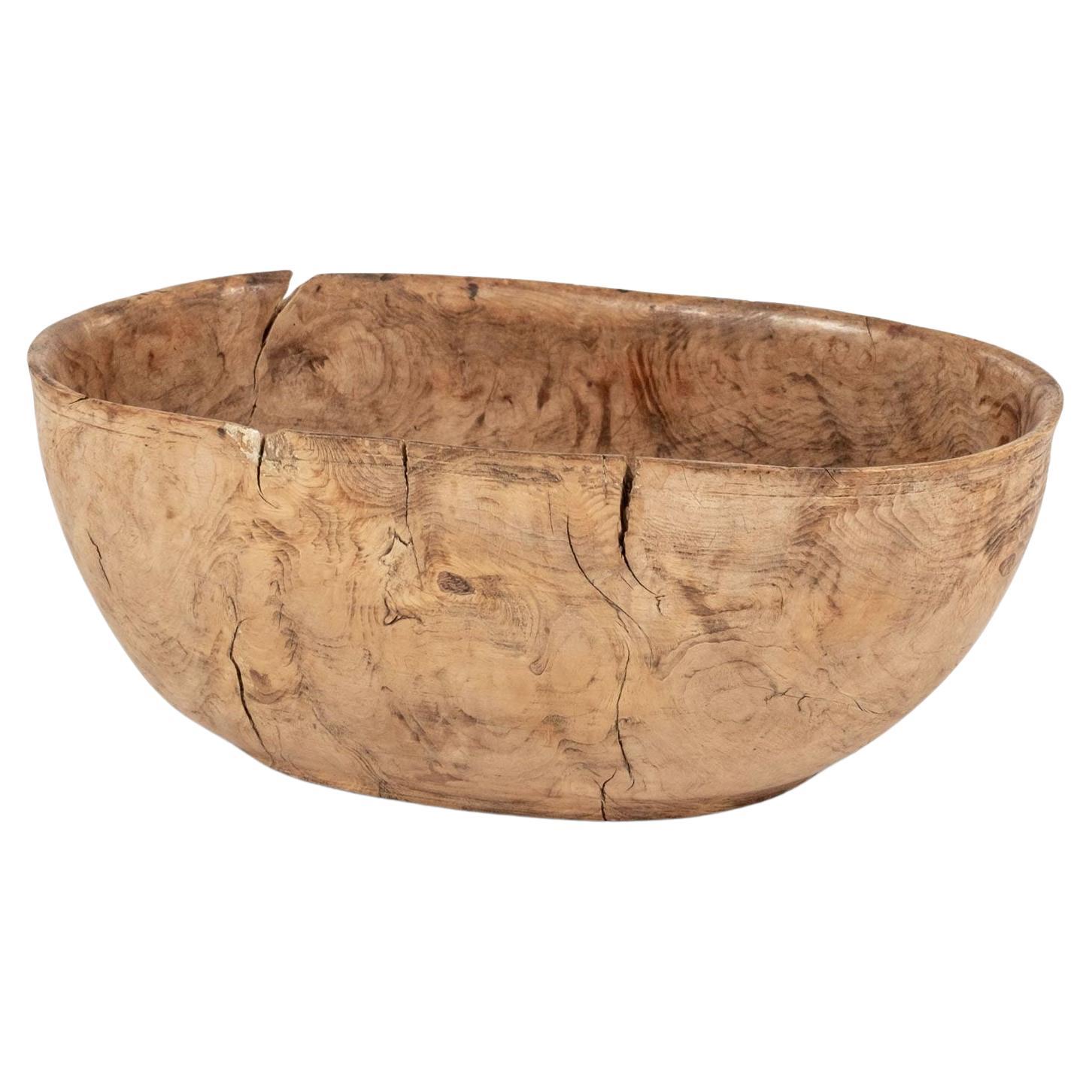 Mid-Brown Gorgeous Oval-Shaped Swedish Burl Root Wood Bowl For Sale