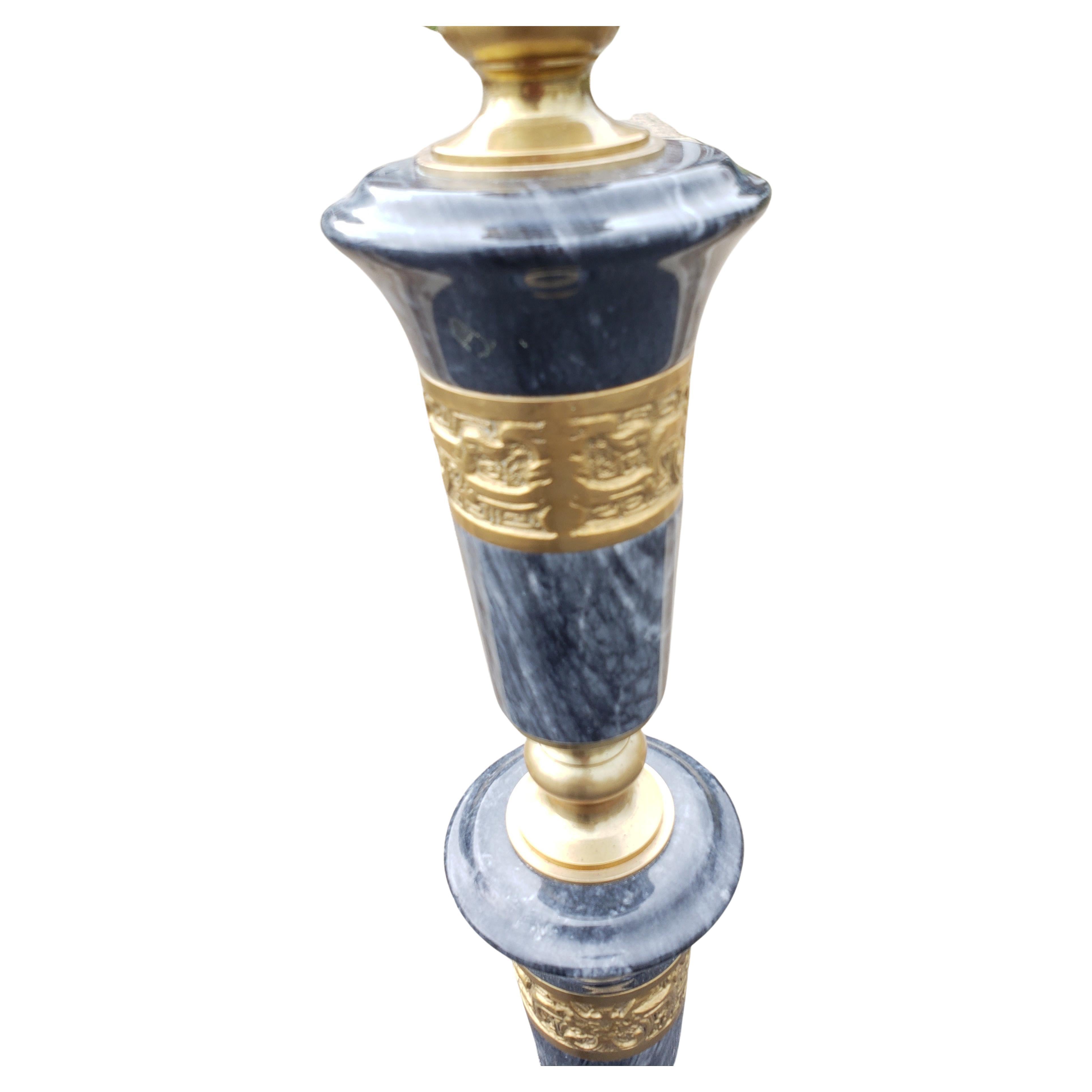 20th Century Mid-C. Frederick Cooper Asian Regency Marble and Brass Floor Lamp, Circa 1950s For Sale