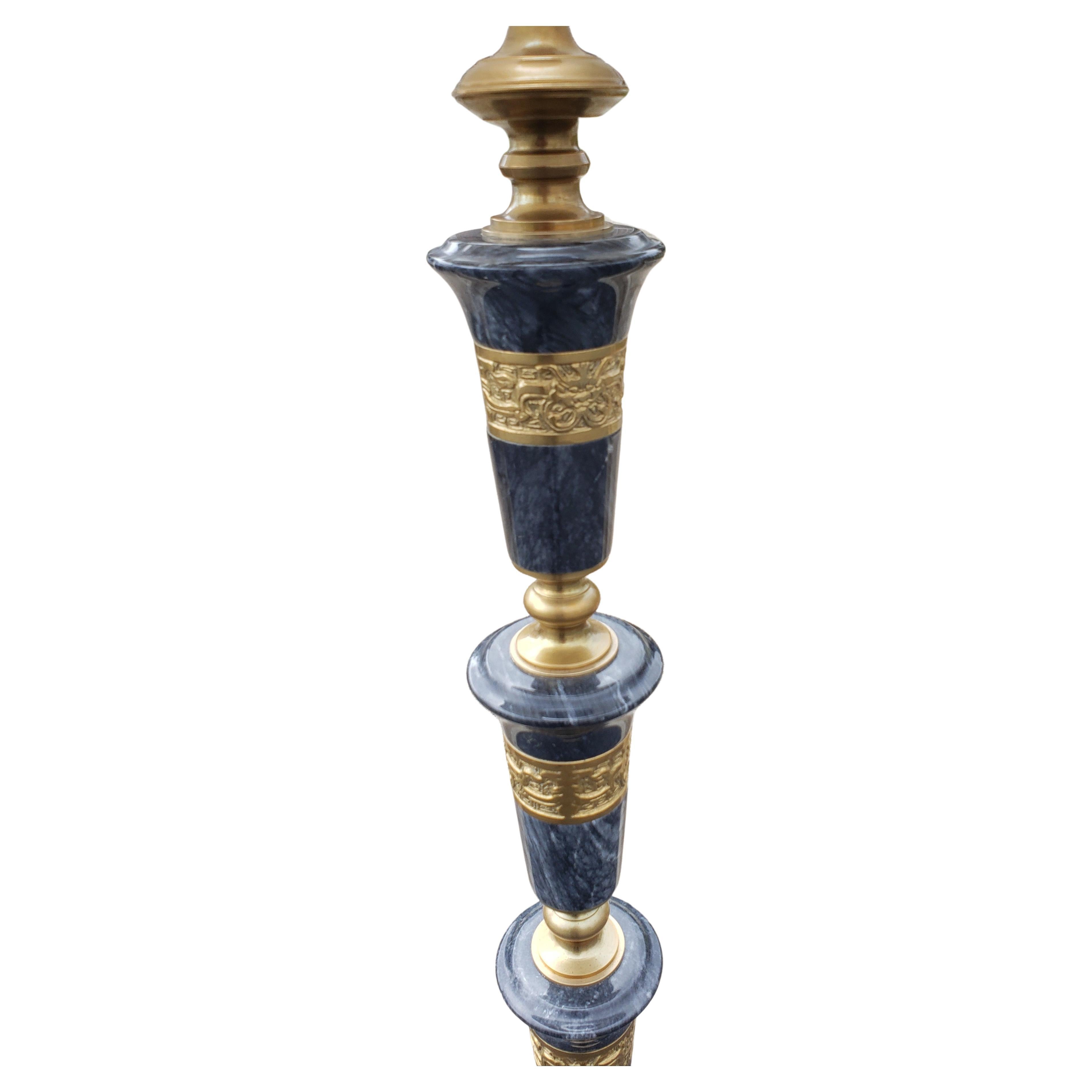 Mid-C. Frederick Cooper Asian Regency Marble and Brass Floor Lamp, Circa 1950s For Sale 4